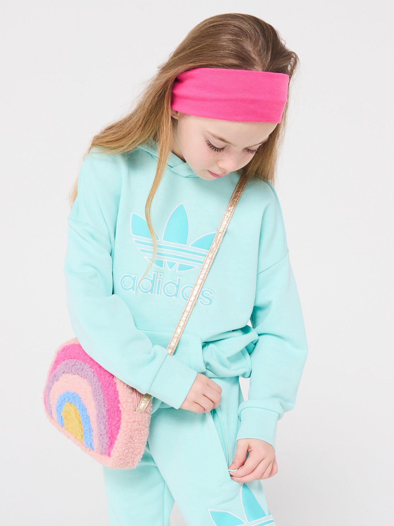 Image 4 of 6 of adidas Originals Girls Unisex Big Logo Hoodie Set Kids - Turquoise