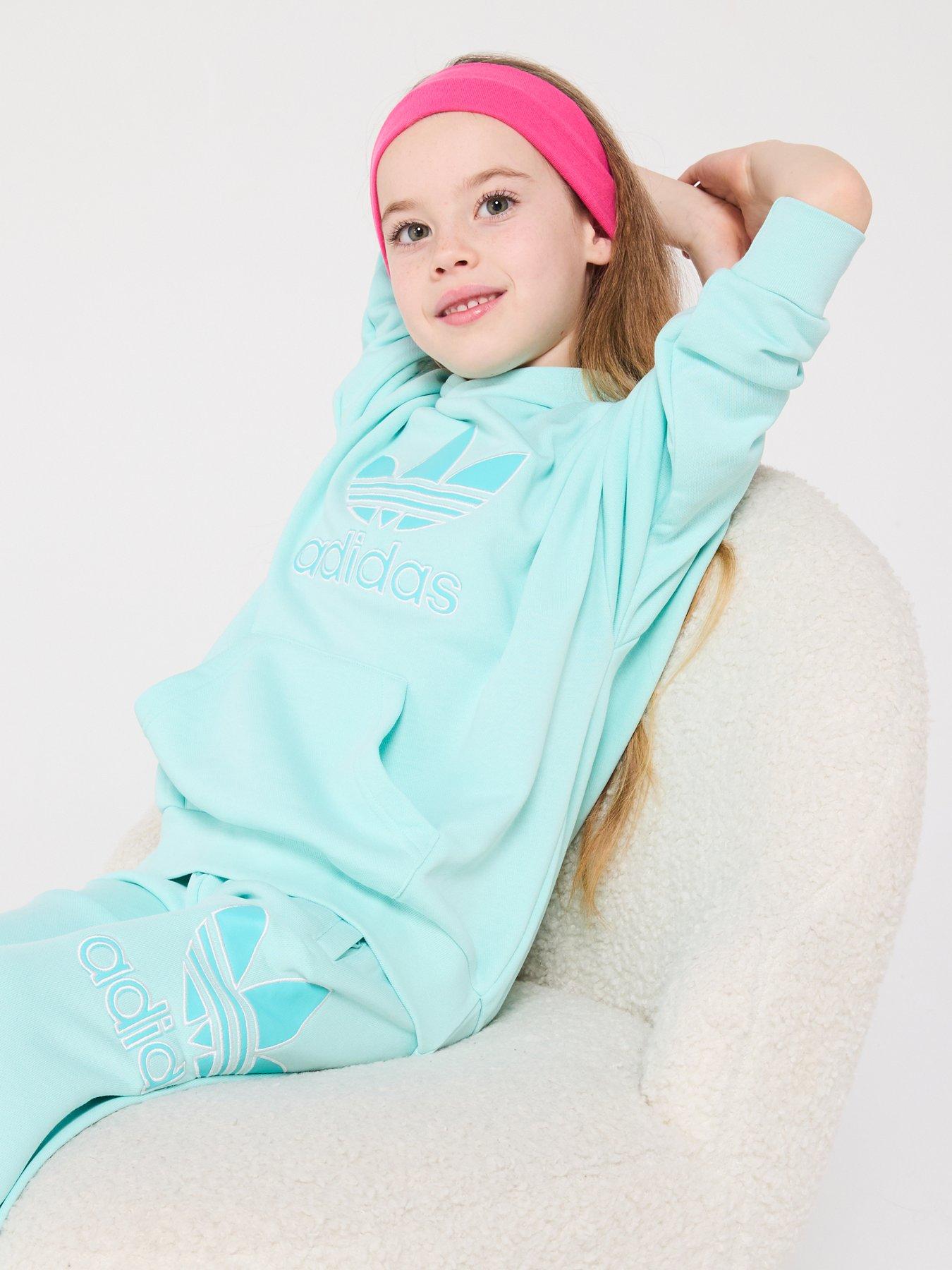 Image 6 of 6 of adidas Originals Girls Unisex Big Logo Hoodie Set Kids - Turquoise