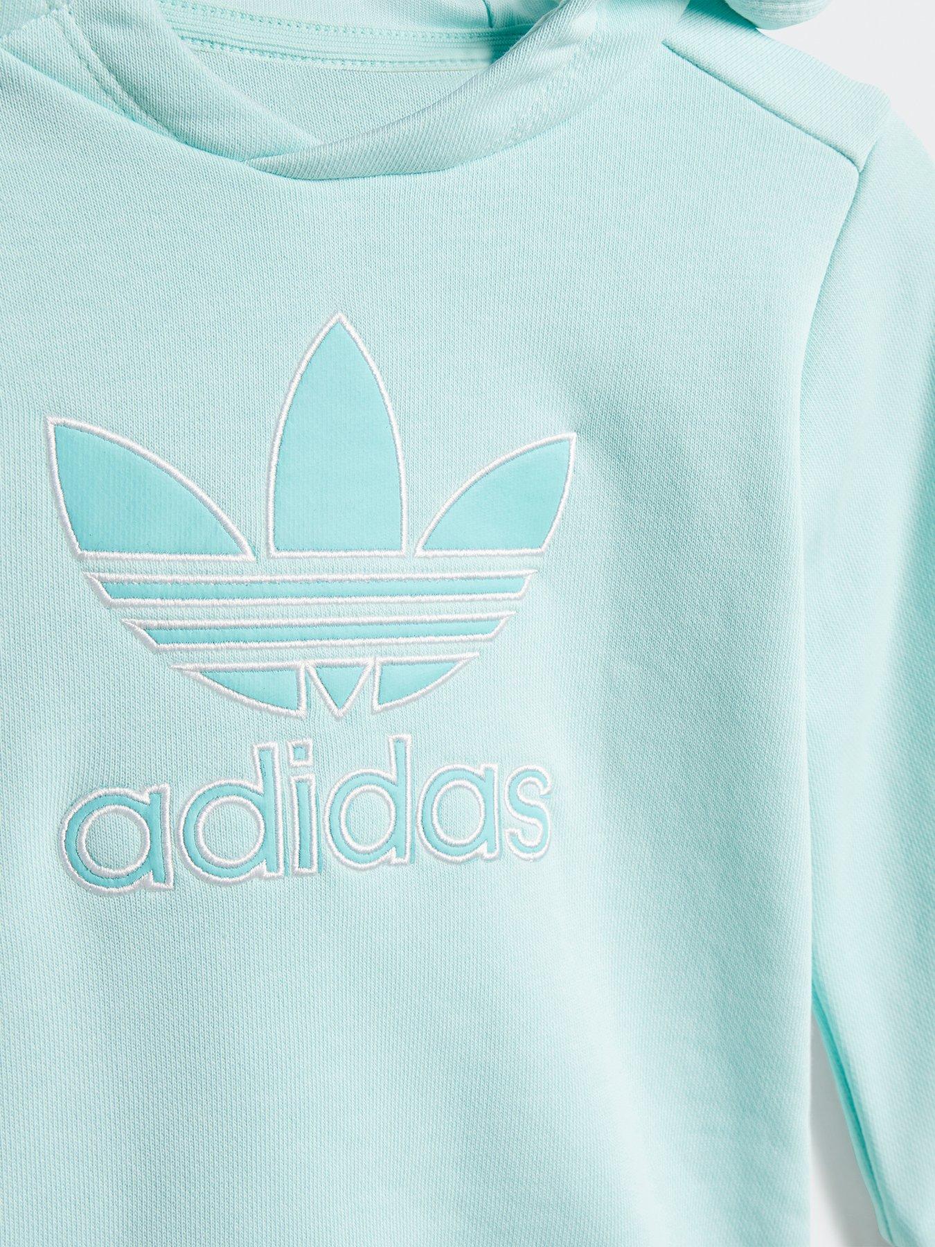  image of adidas-originals-infant-unisex-hoodie-set-big-logo-execution-turquoise