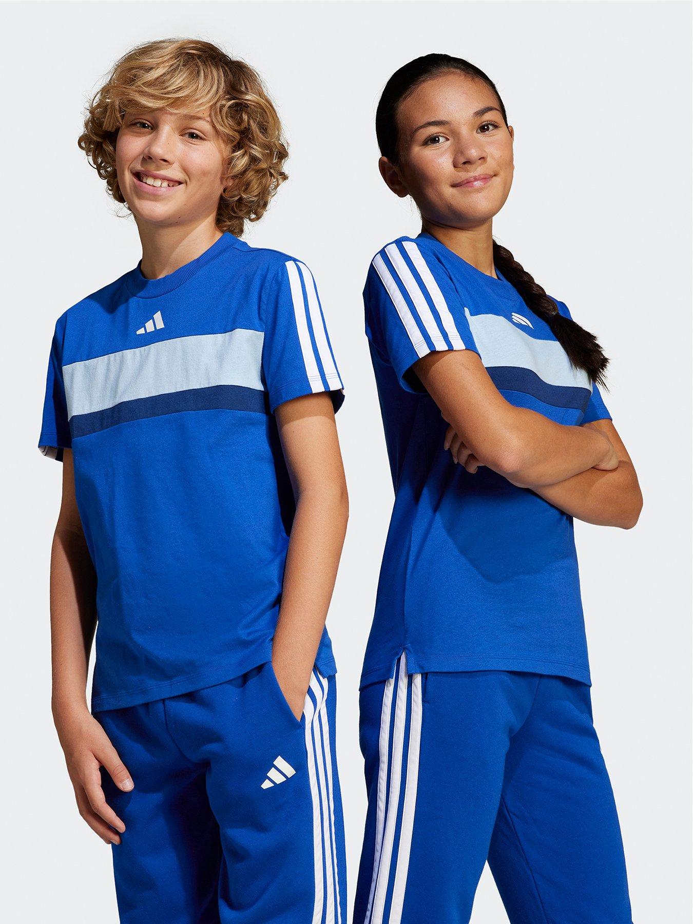 adidas Sportswear Junior Boys Seasonal Essentials Tiberio 3-Stripes T-Shirt - Blue
