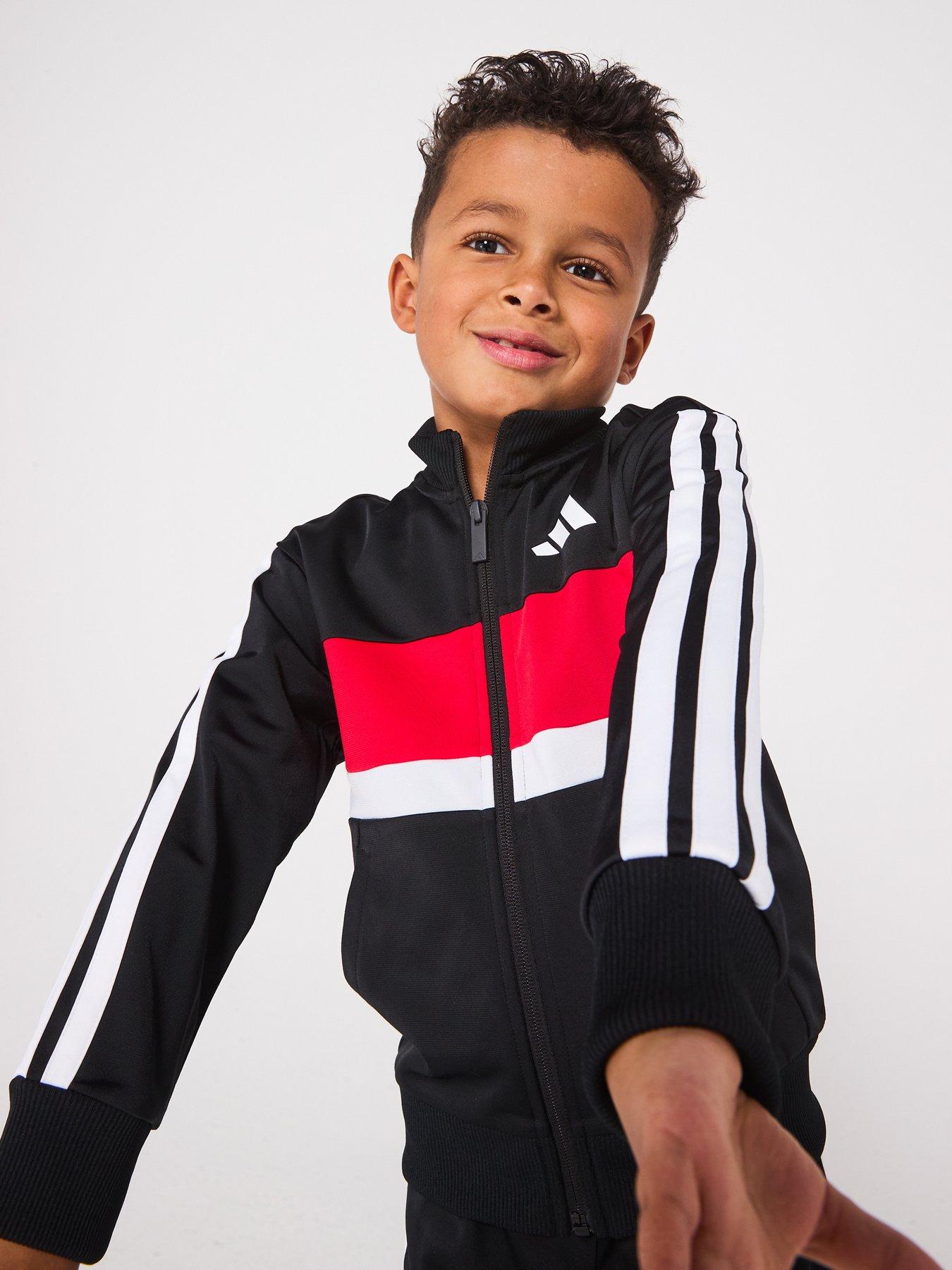  image of adidas-sportswear-kids-unisex-seasonal-essentials-tiberio-3-stripes-tricot-track-suit-black