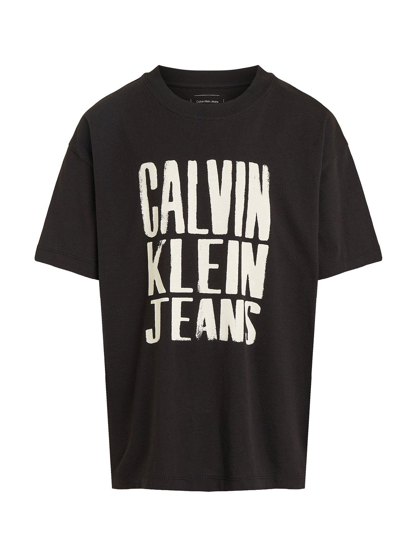  image of calvin-klein-jeans-girls-bold-ckj-logo-short-sleeve-t-shirt-black
