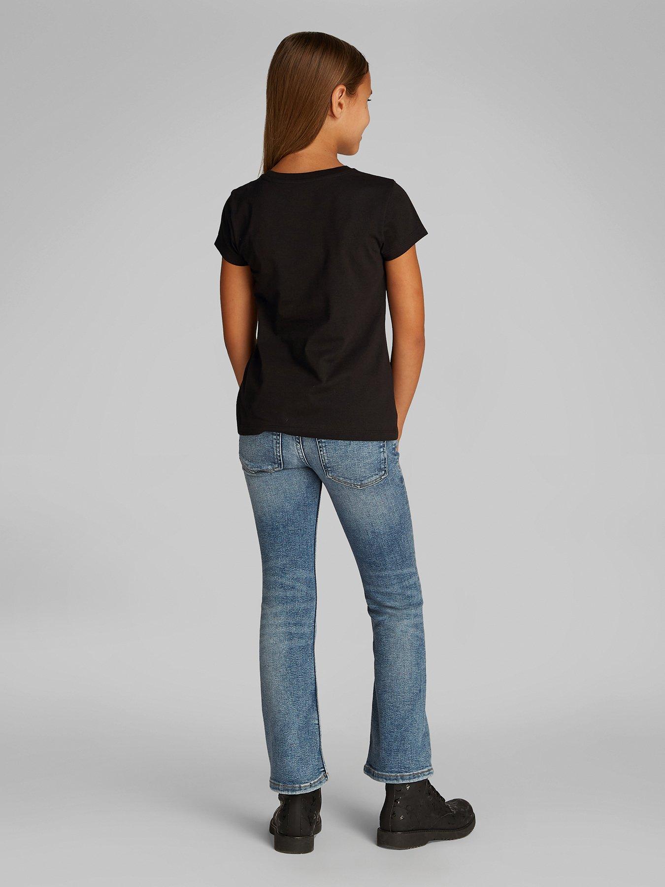  image of calvin-klein-jeans-girls-2-pack-of-slim-mono-logo-short-sleeve-t-shirt-multi