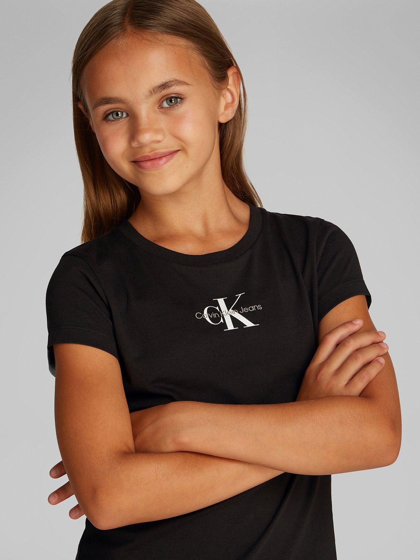  image of calvin-klein-jeans-girls-2-pack-of-slim-mono-logo-short-sleeve-t-shirt-multi