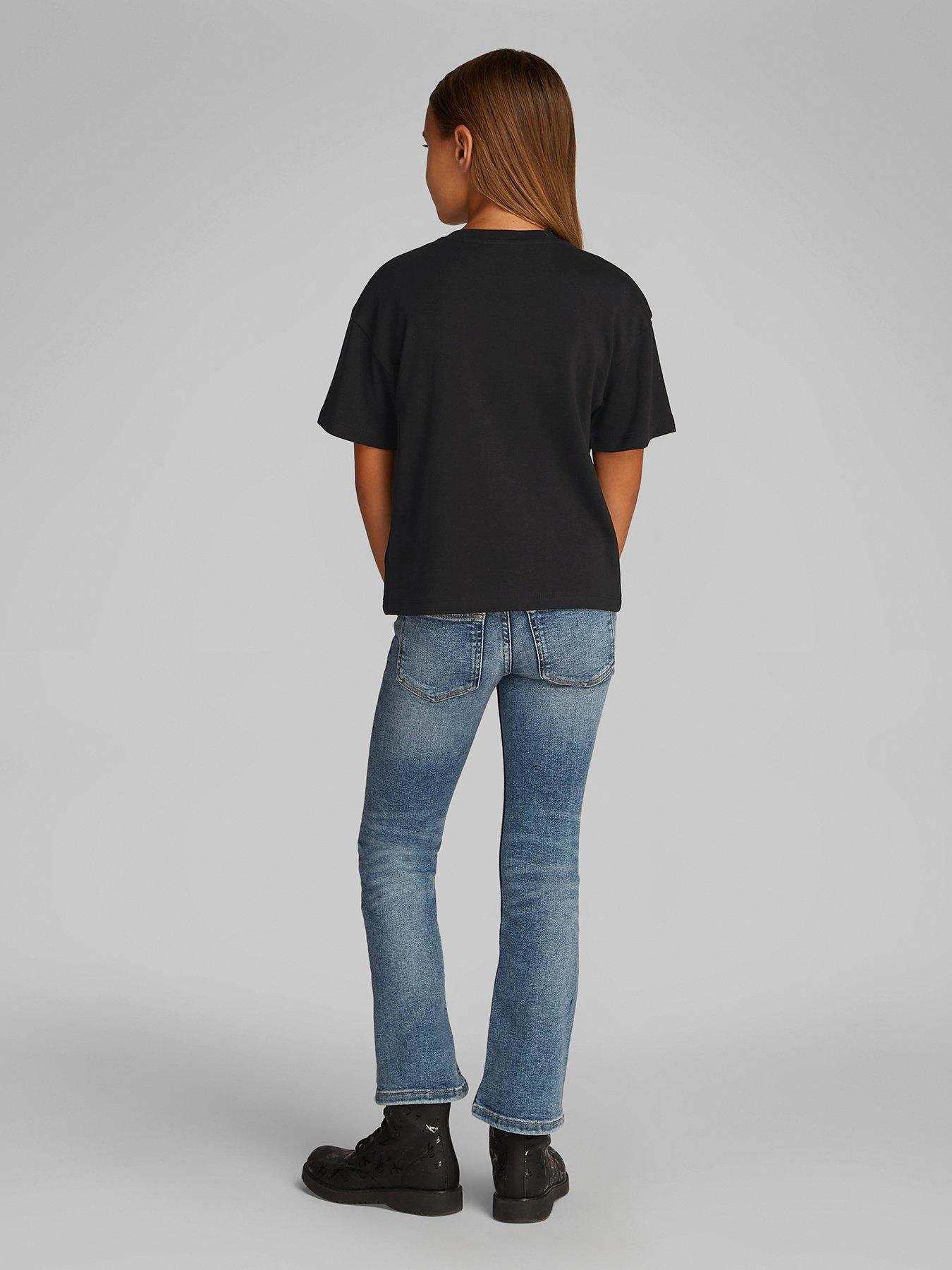  image of calvin-klein-jeans-girls-script-logo-boxy-short-sleeve-t-shirt-black
