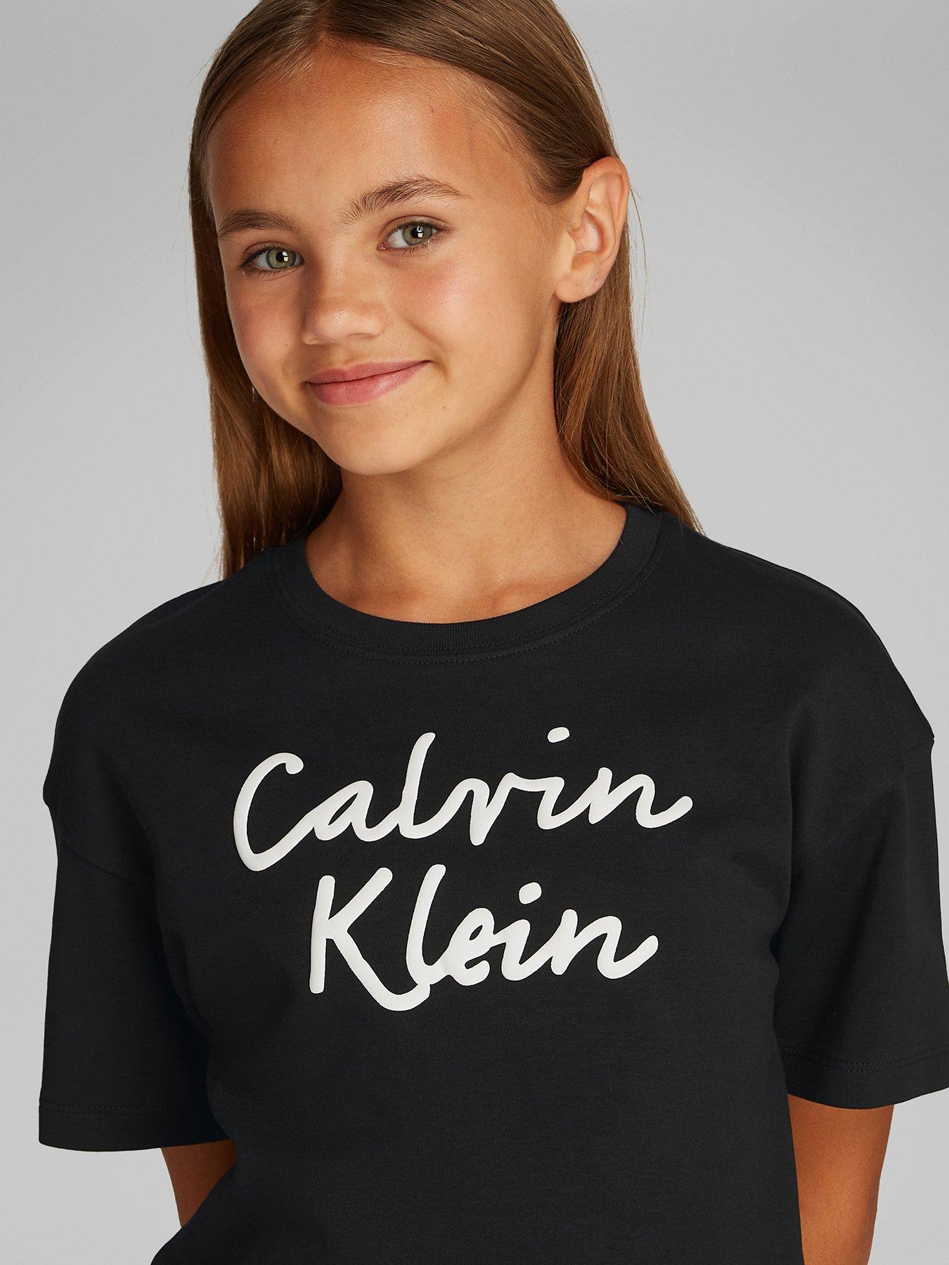  image of calvin-klein-jeans-girls-script-logo-boxy-short-sleeve-t-shirt-black
