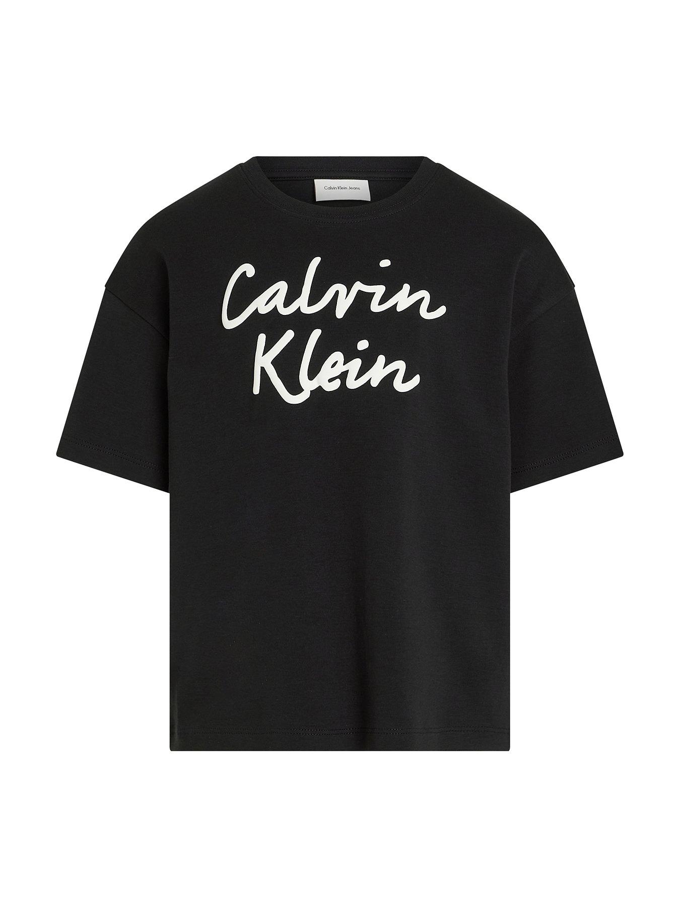 image of calvin-klein-jeans-girls-script-logo-boxy-short-sleeve-t-shirt-black