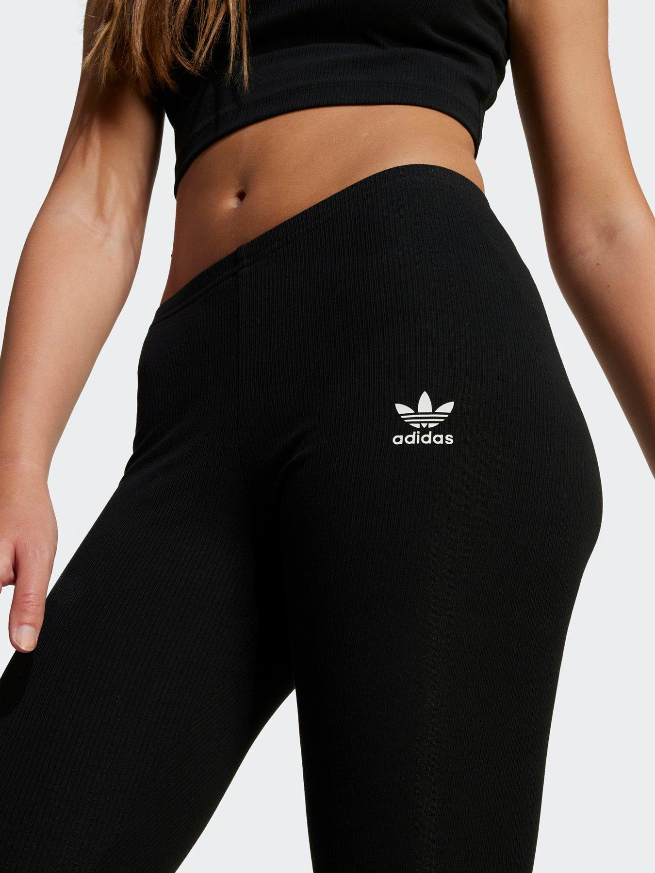  image of adidas-originals-junior-girls-ribbed-leggings-black