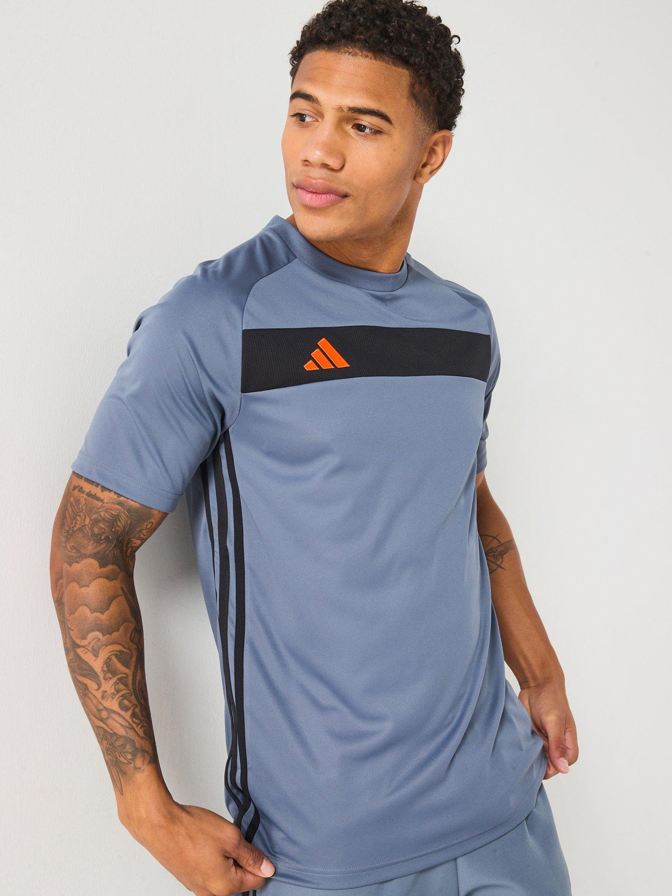  image of adidas-mens-tiro-essentials-tee-greyorange