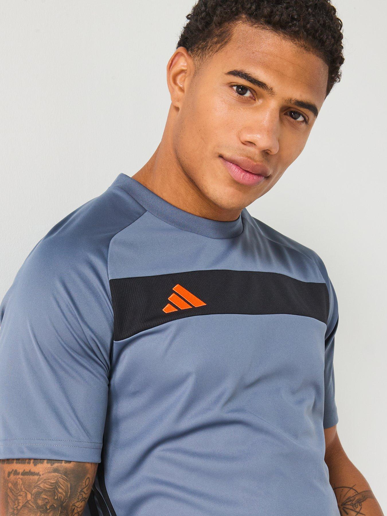  image of adidas-mens-tiro-essentials-tee-greyorange