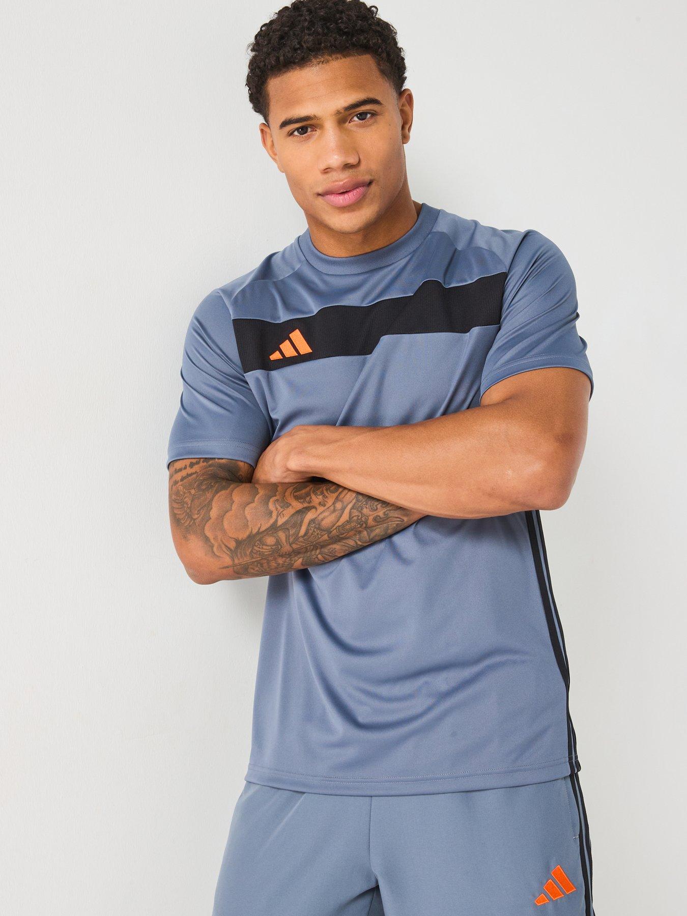  image of adidas-mens-tiro-essentials-tee-greyorange