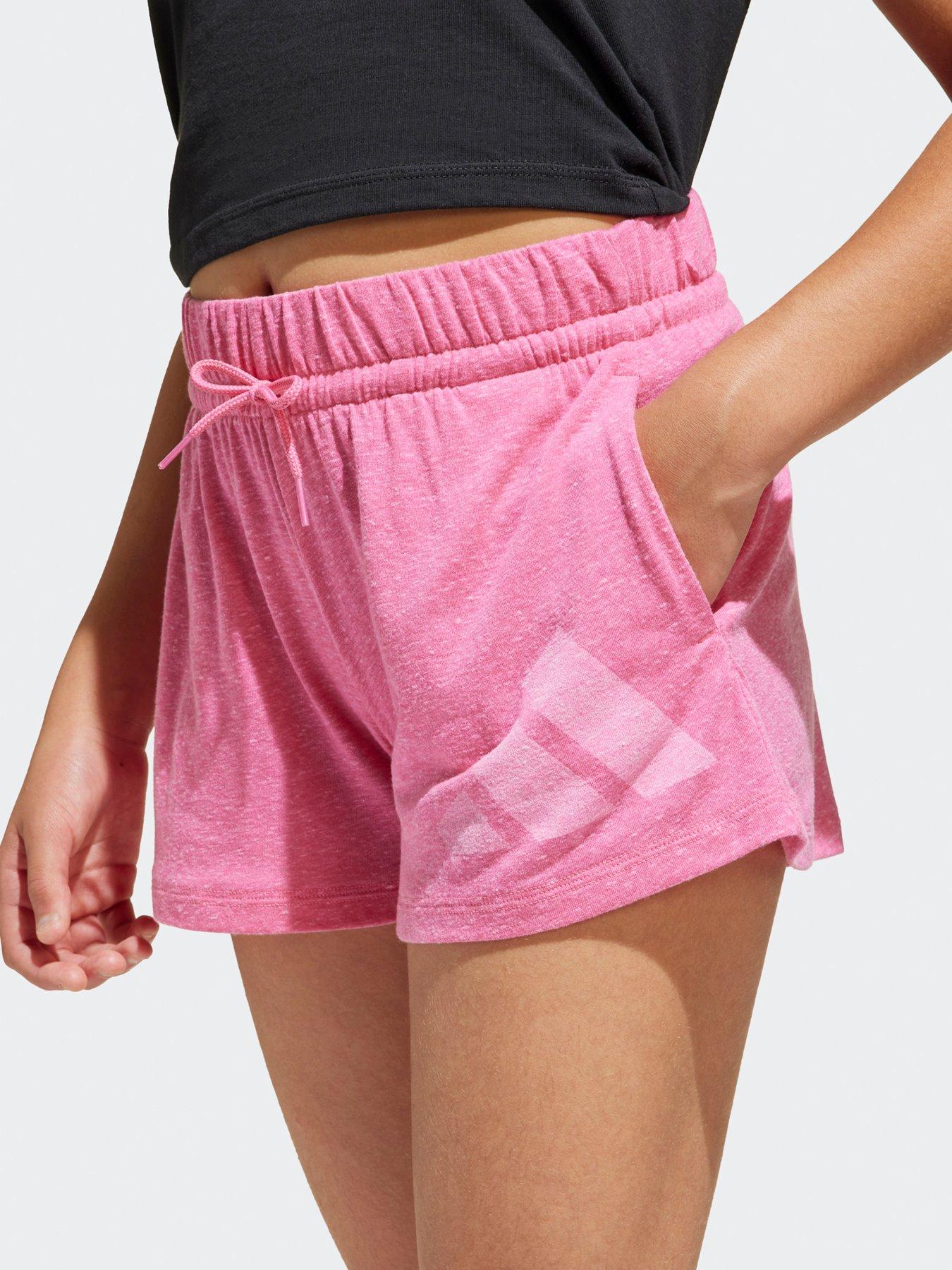  image of adidas-sportswear-junior-girls-essentials-shorts-pink