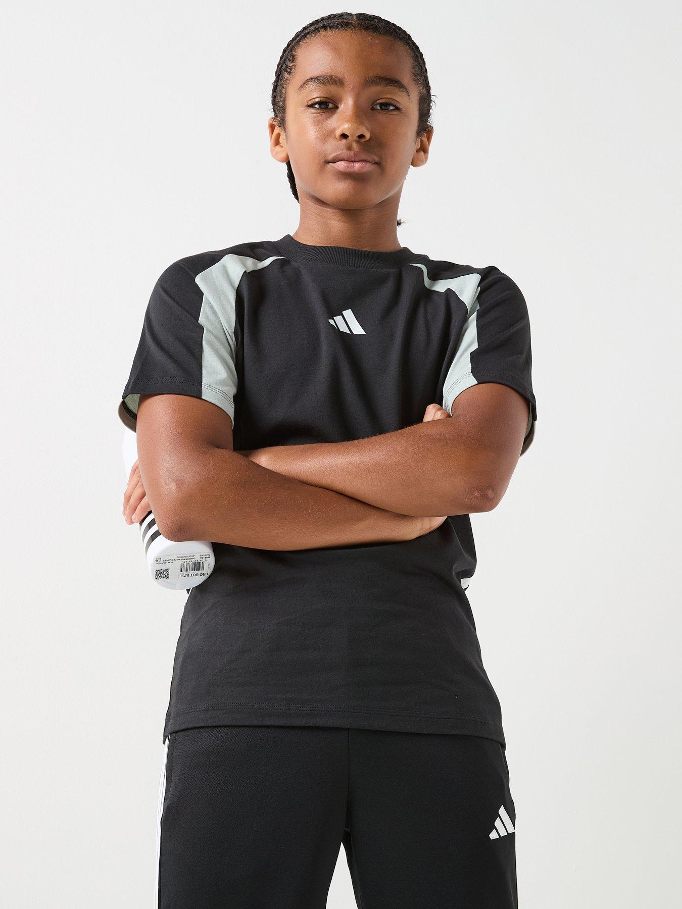 adidas Sportswear Junior Boys Seasonal Essentials Colorblock T-Shirt - Black