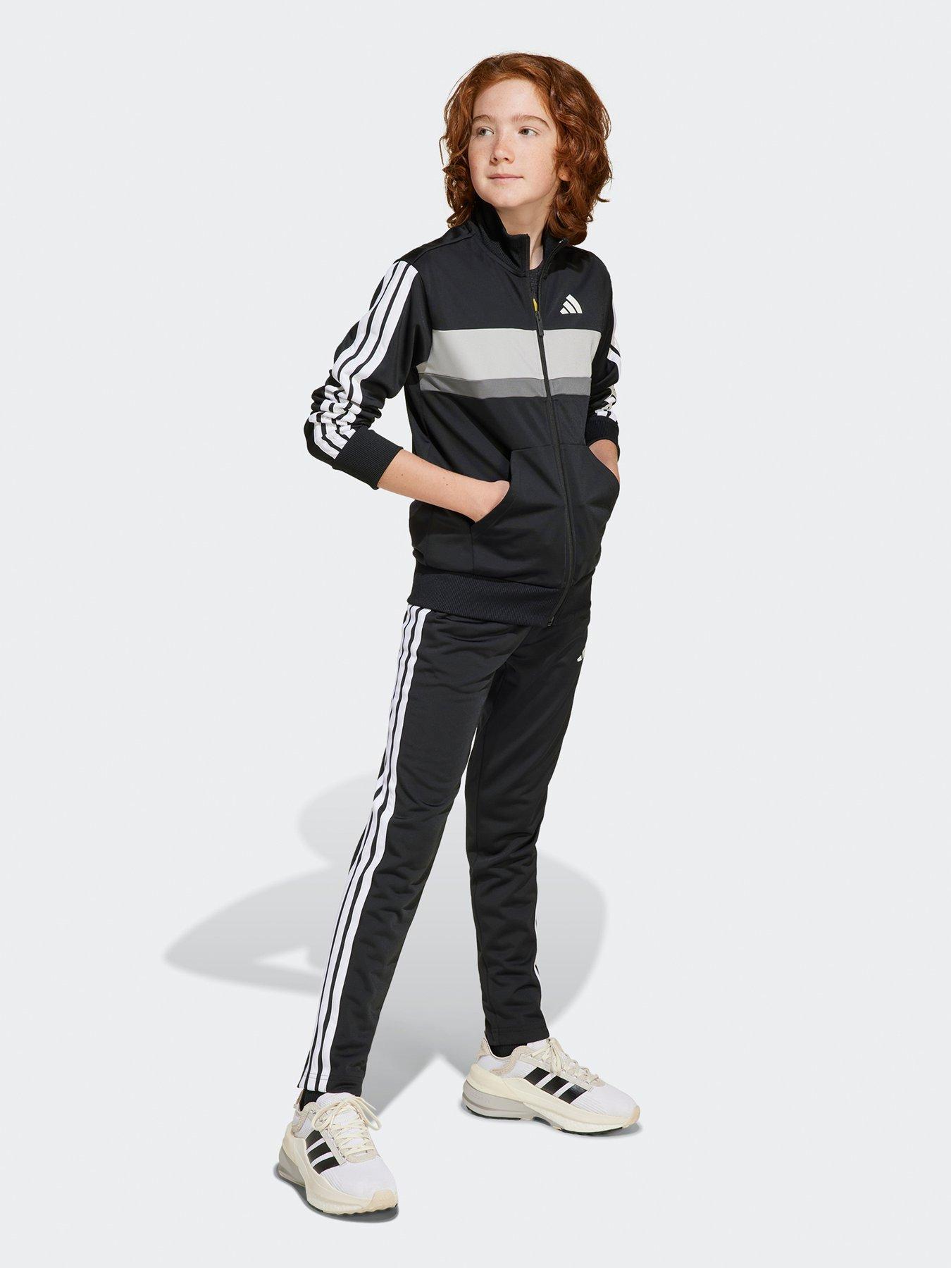  image of adidas-sportswear-junior-boys-seasonal-essentials-tiberio-3-stripes-tricot-track-suit-black