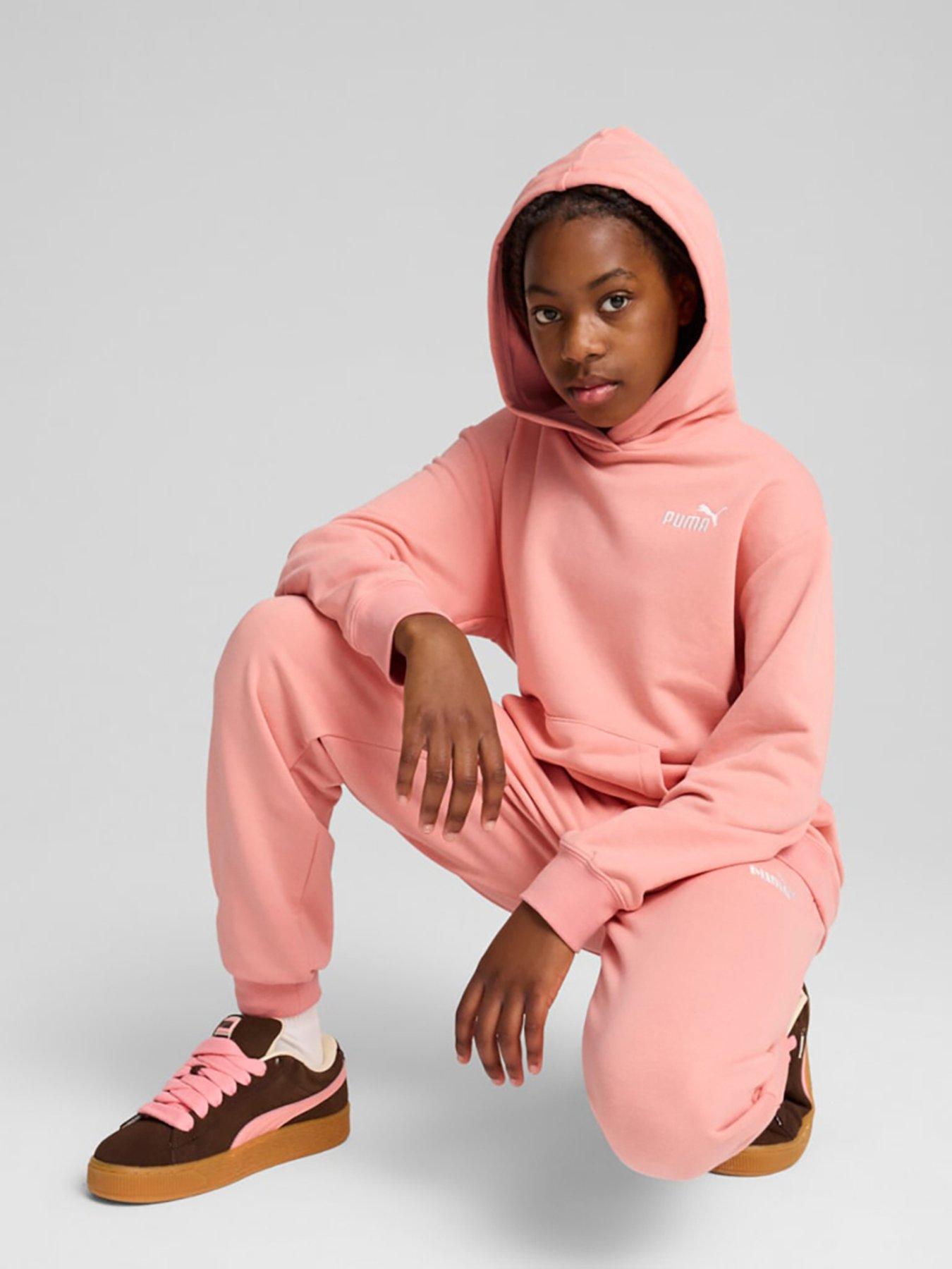  image of puma-junior-girls-hoodie-and-jogger-set-pink