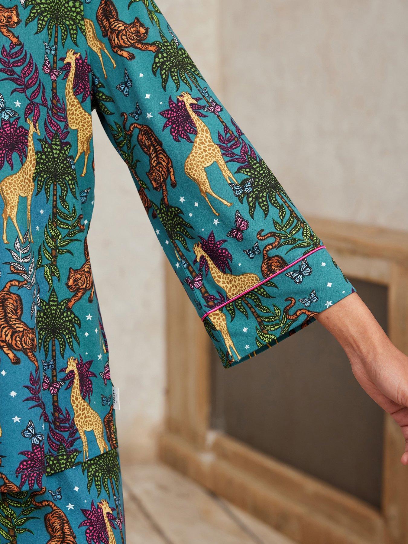  image of chelsea-peers-poly-34-sleeve-button-down-with-wide-leg-bottoms-multi