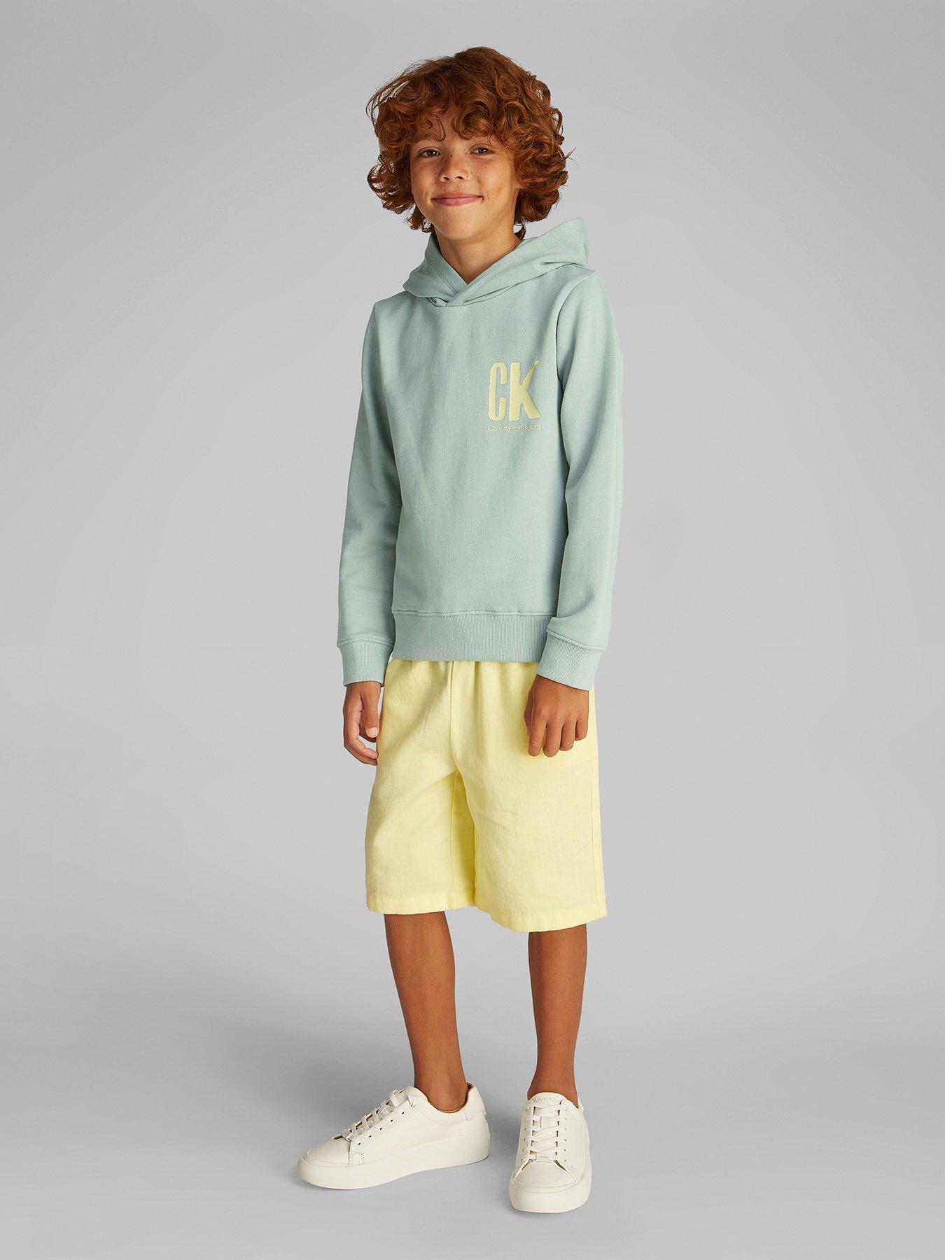 Image 1 of 5 of Calvin Klein Jeans Boys Chest CK Graphic Hoodie - Green