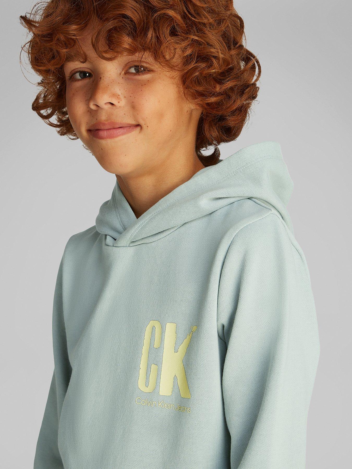 Image 3 of 5 of Calvin Klein Jeans Boys Chest CK Graphic Hoodie - Green