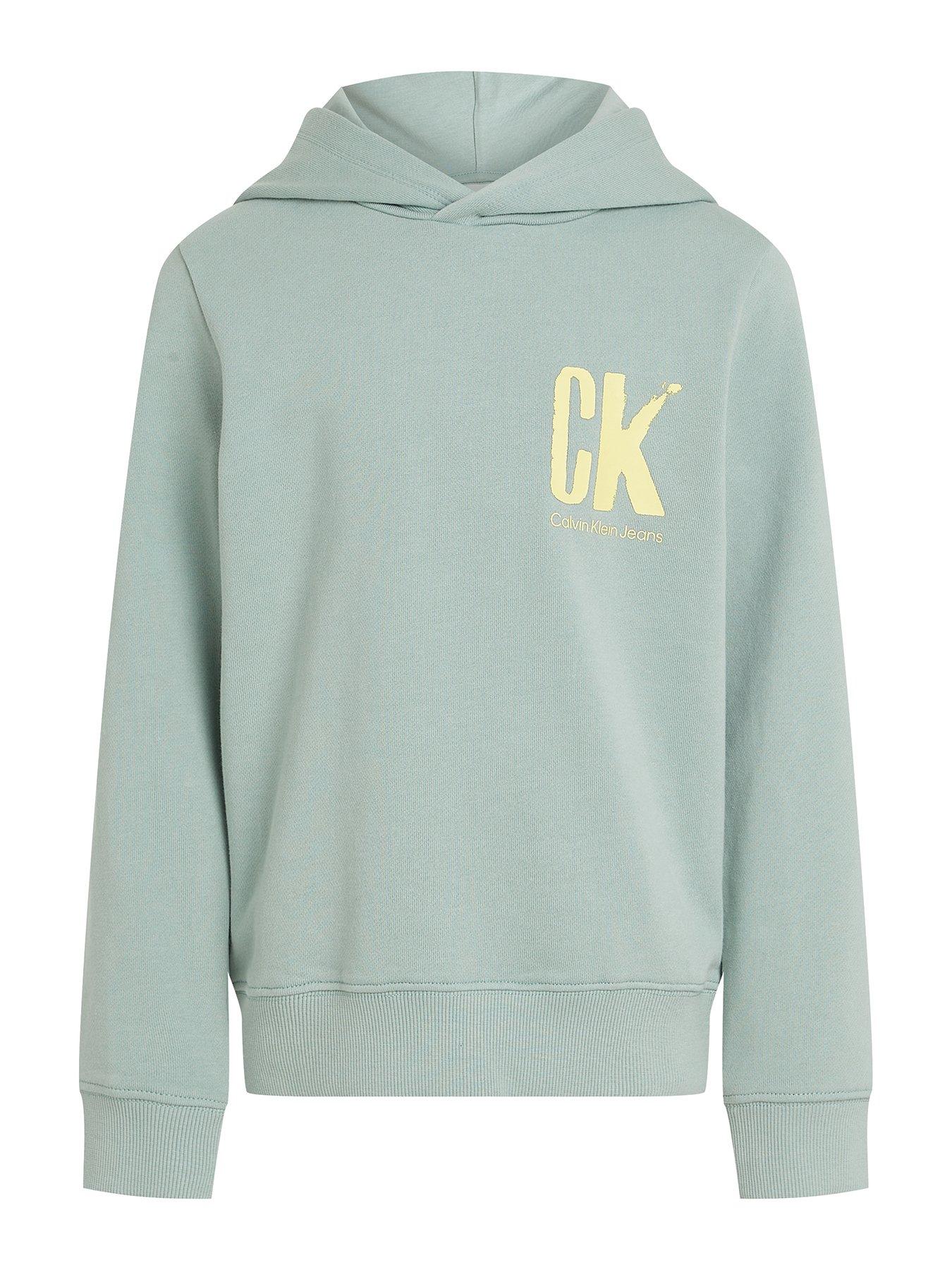 Image 4 of 5 of Calvin Klein Jeans Boys Chest CK Graphic Hoodie - Green