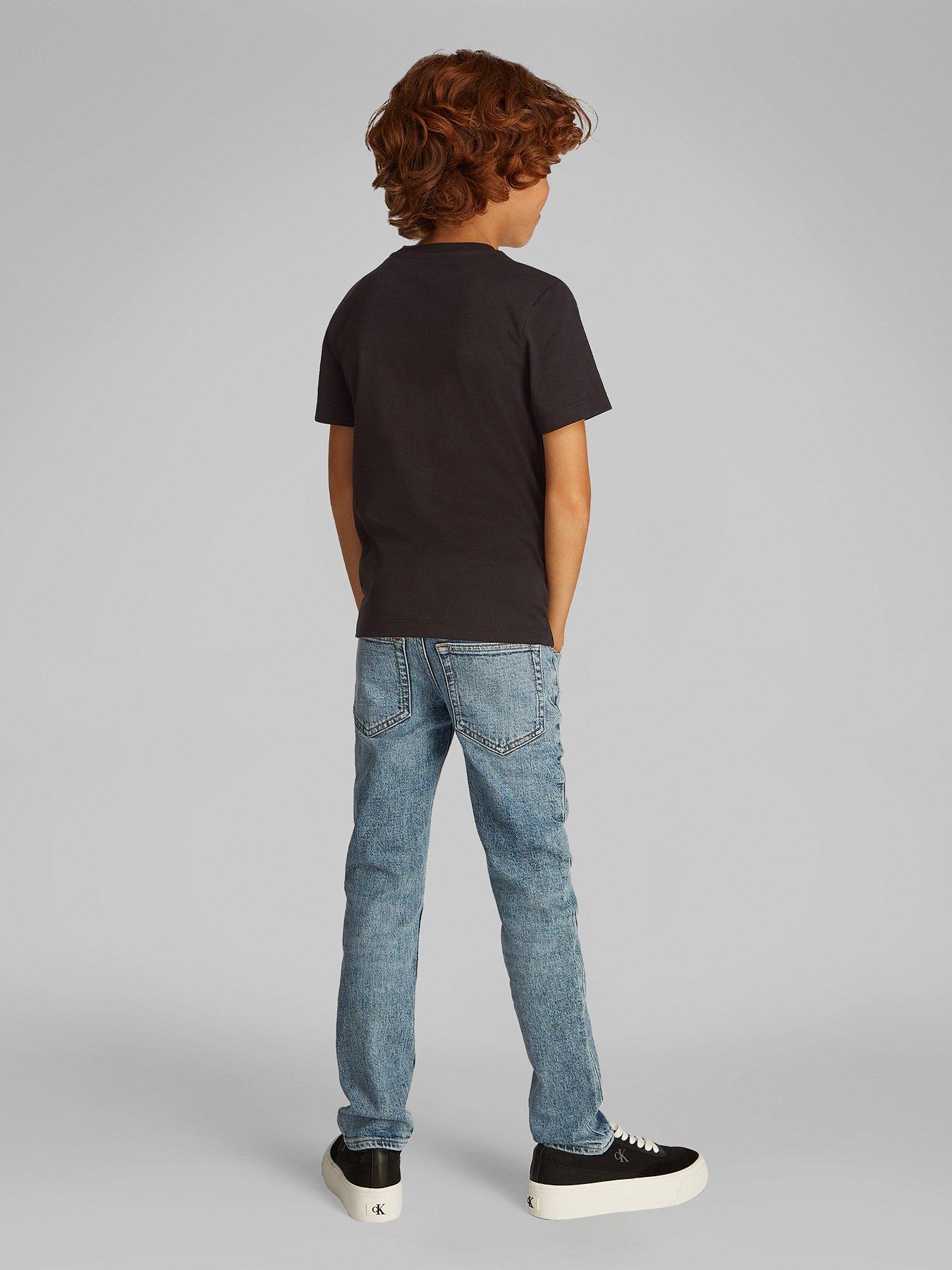  image of calvin-klein-jeans-boys-good-level-regular-short-sleeve-t-shirt-black