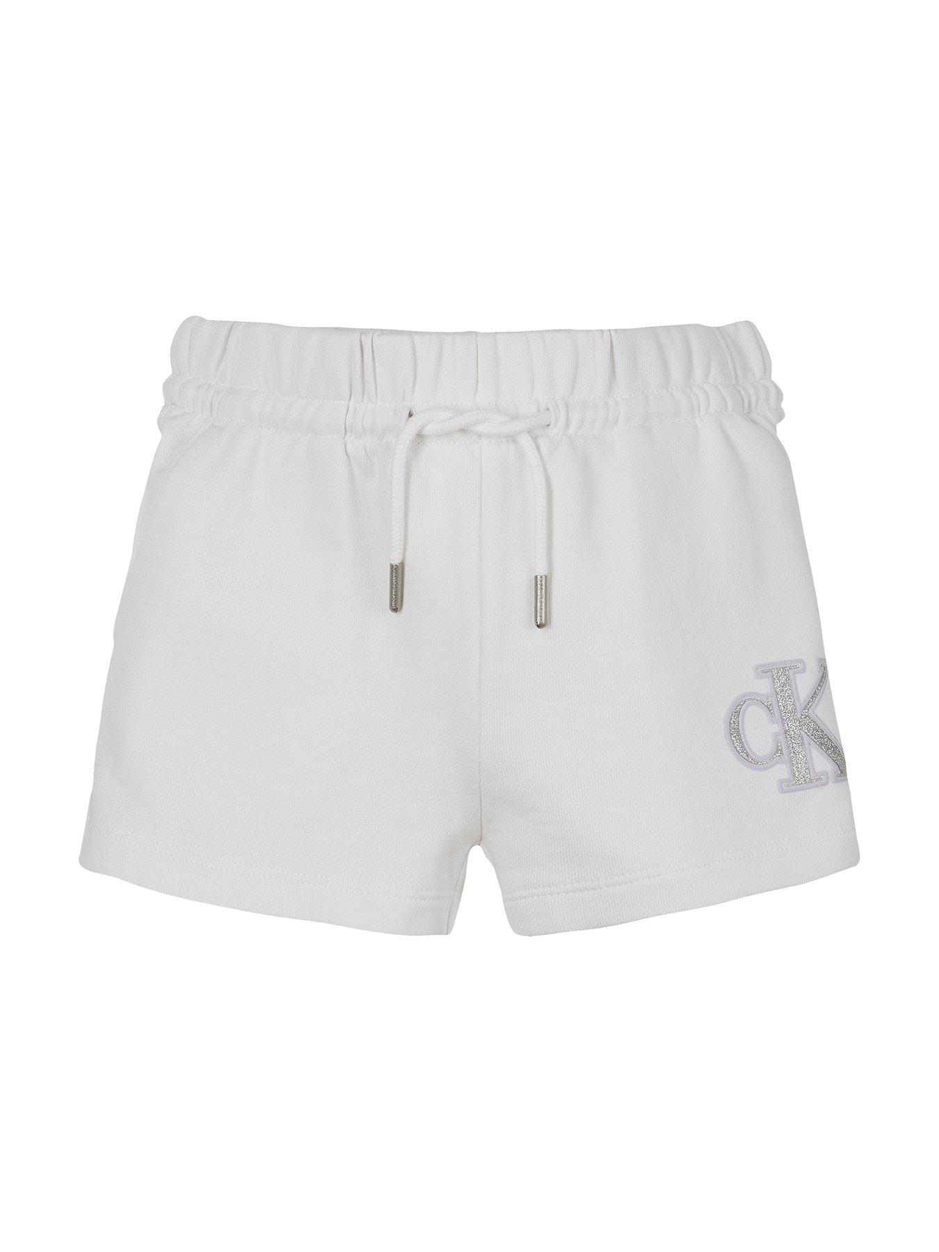 Image 4 of 5 of Calvin Klein Jeans Girls Metallic CK Shorts - White