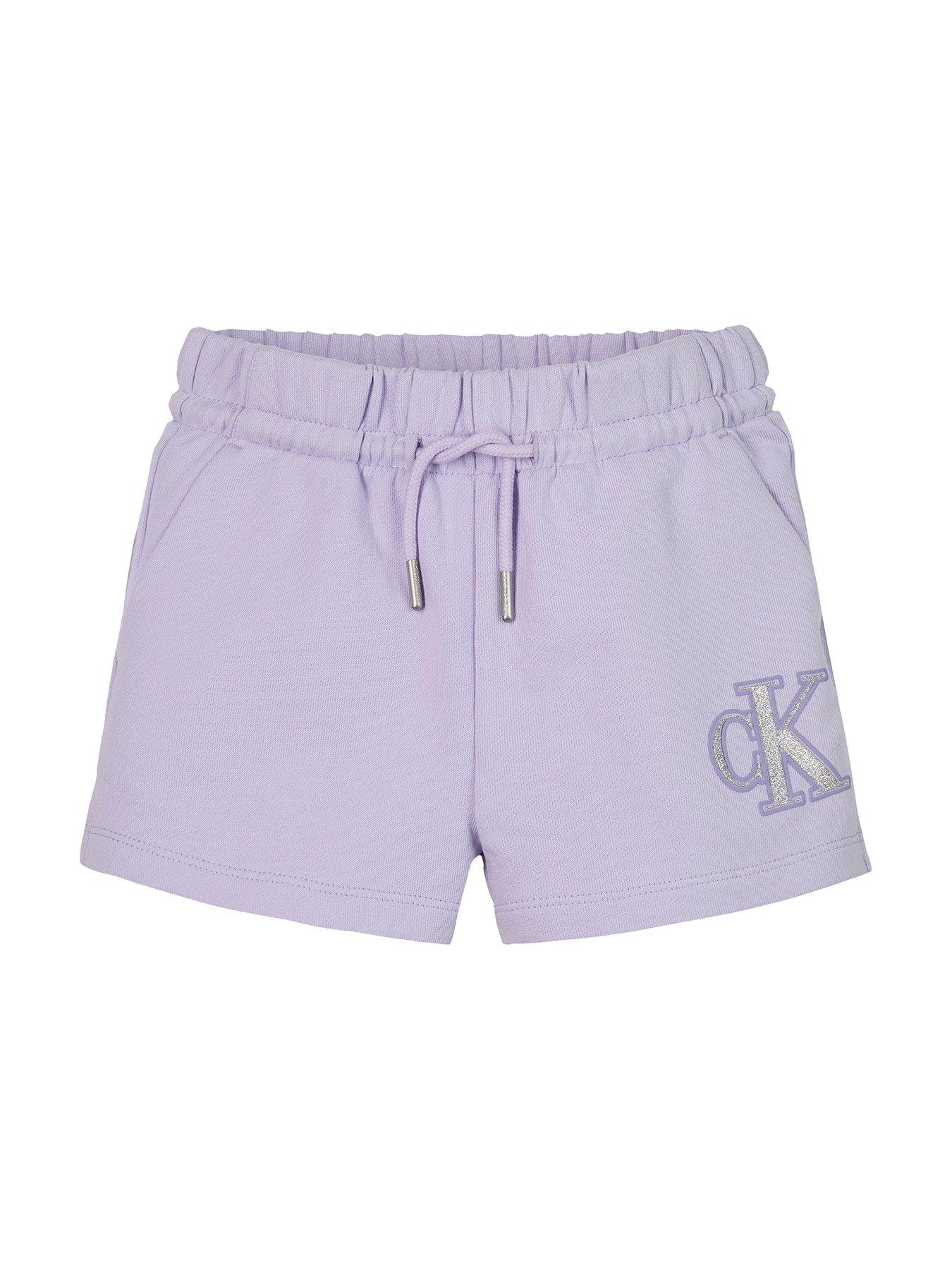 Image 4 of 5 of Calvin Klein Jeans Girls Metallic CK Shorts - Purple