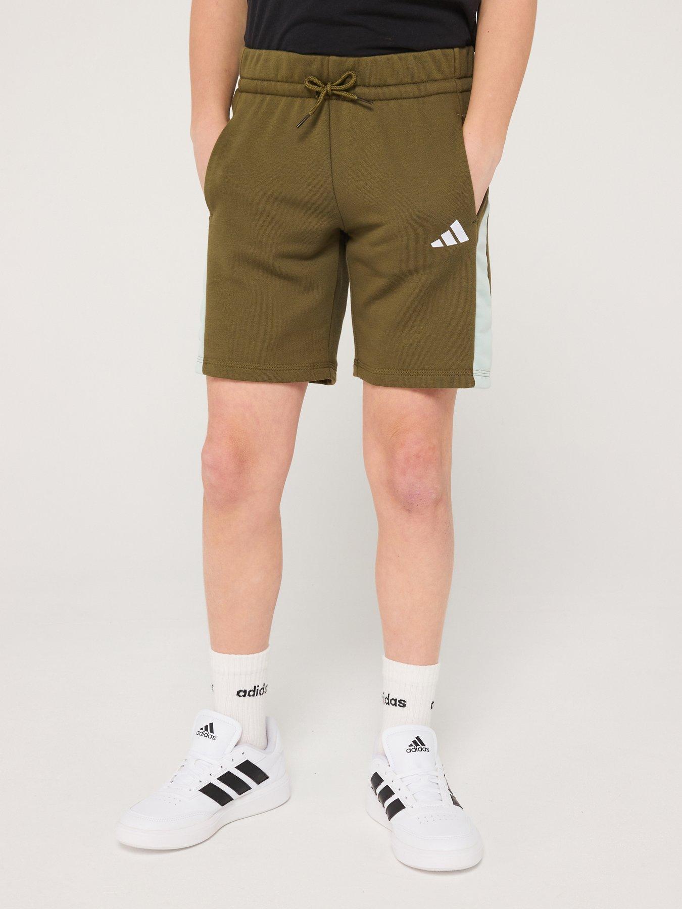  image of adidas-sportswear-junior-boys-seasonal-essentials-colorblock-shorts-green