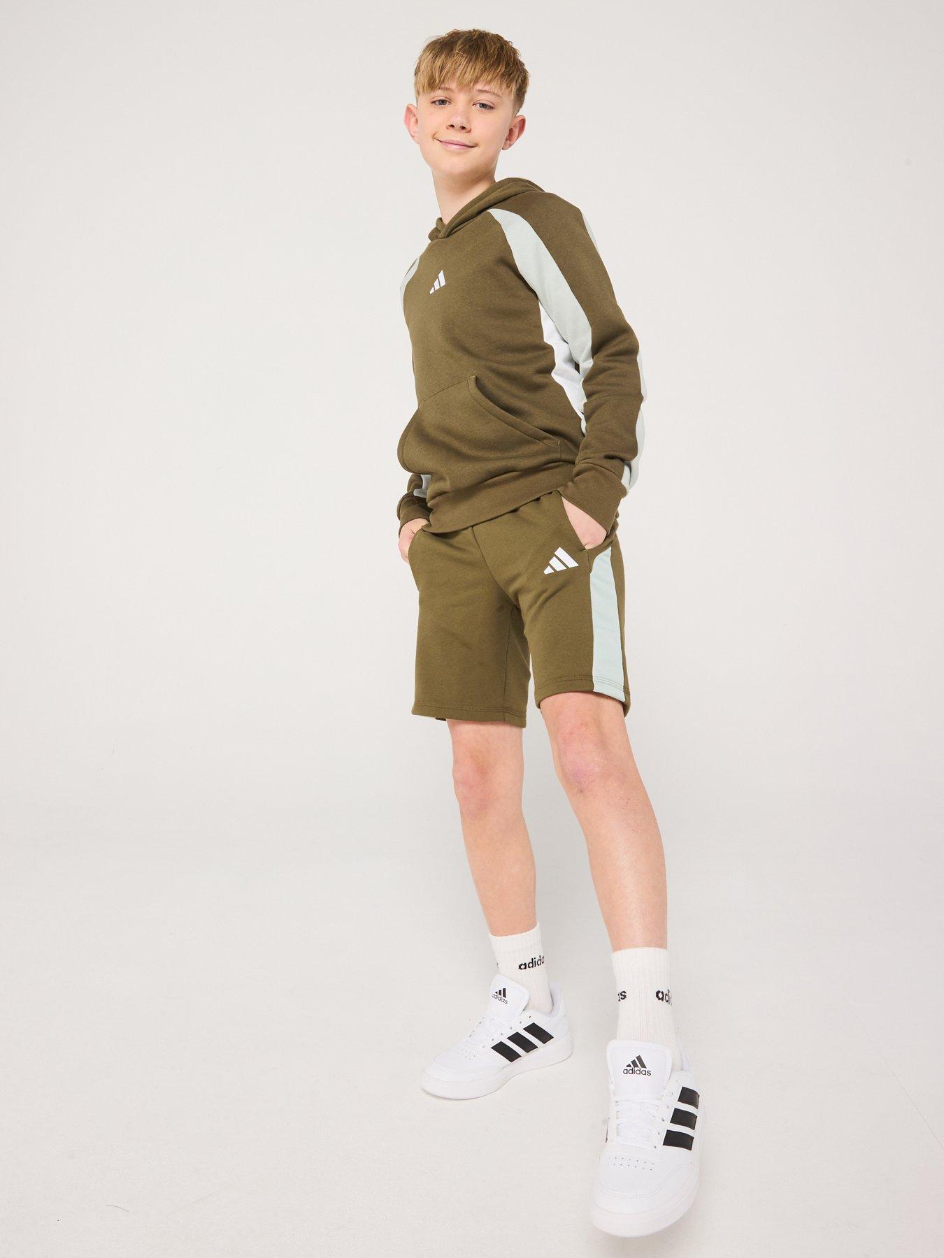  image of adidas-sportswear-junior-boys-seasonal-essentials-colorblock-shorts-green