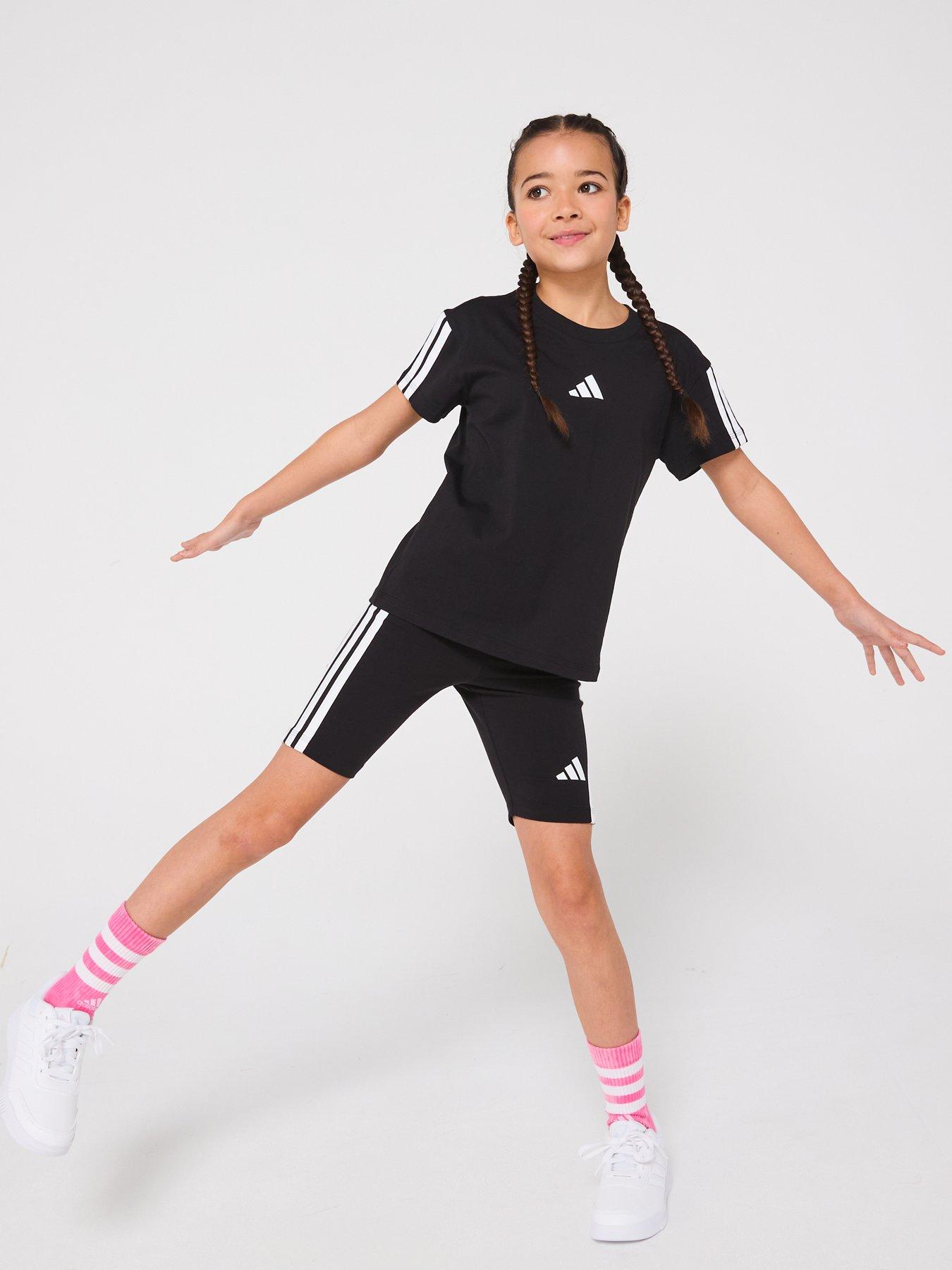  image of adidas-sportswear-junior-girls-essentials-biker-shorts-black