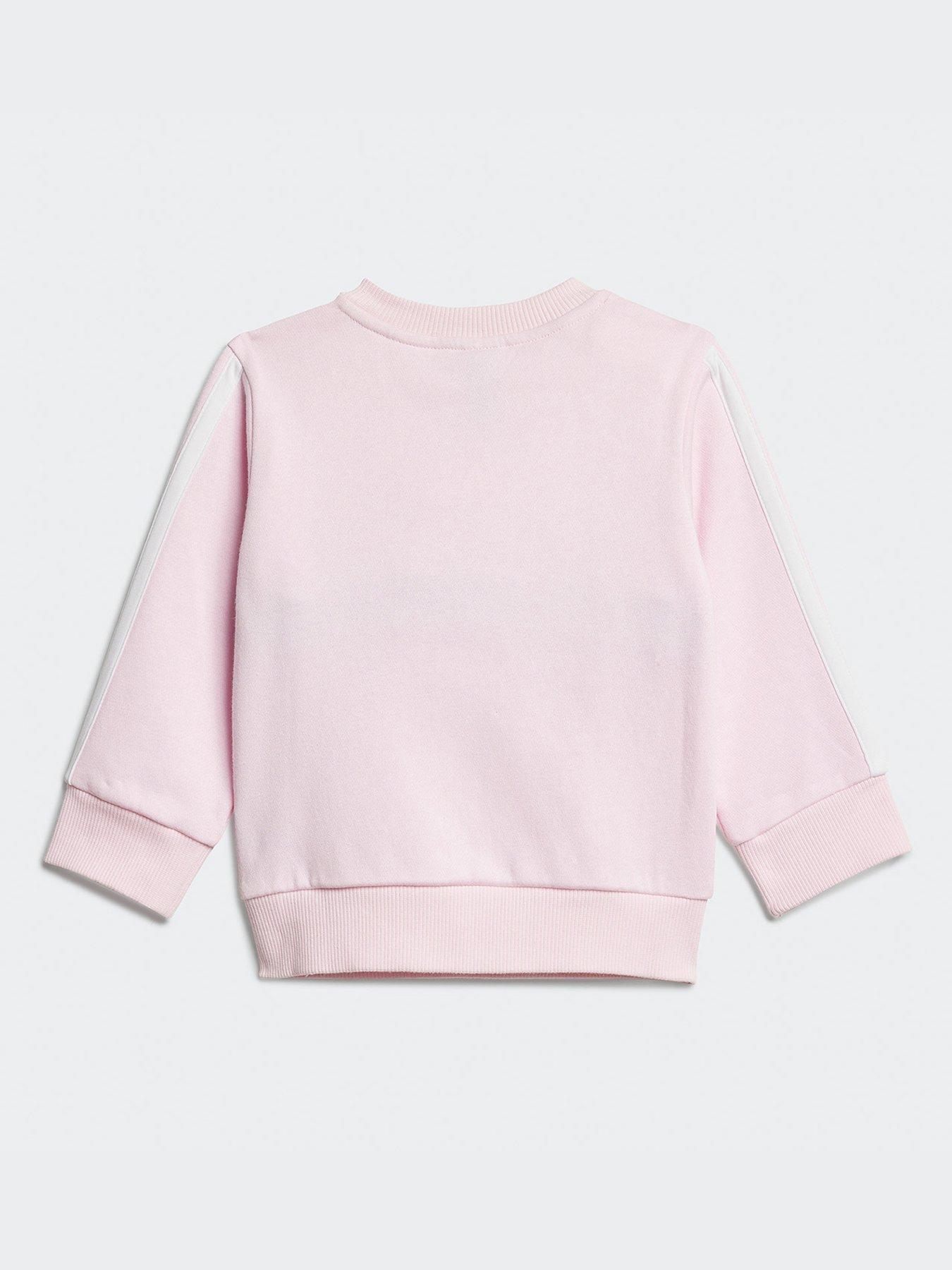  image of adidas-sportswear-infant-unisex-seasonal-essentials-tiberio-3-stripes-fleece-crew-set-pink