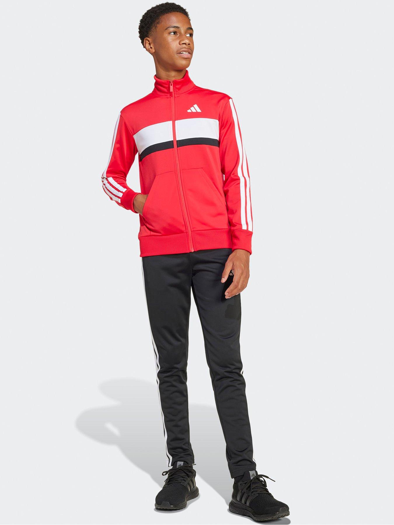 undefined Junior Boys Seasonal Essentials Tiberio 3-Stripes Tricot Track Suit  - Red