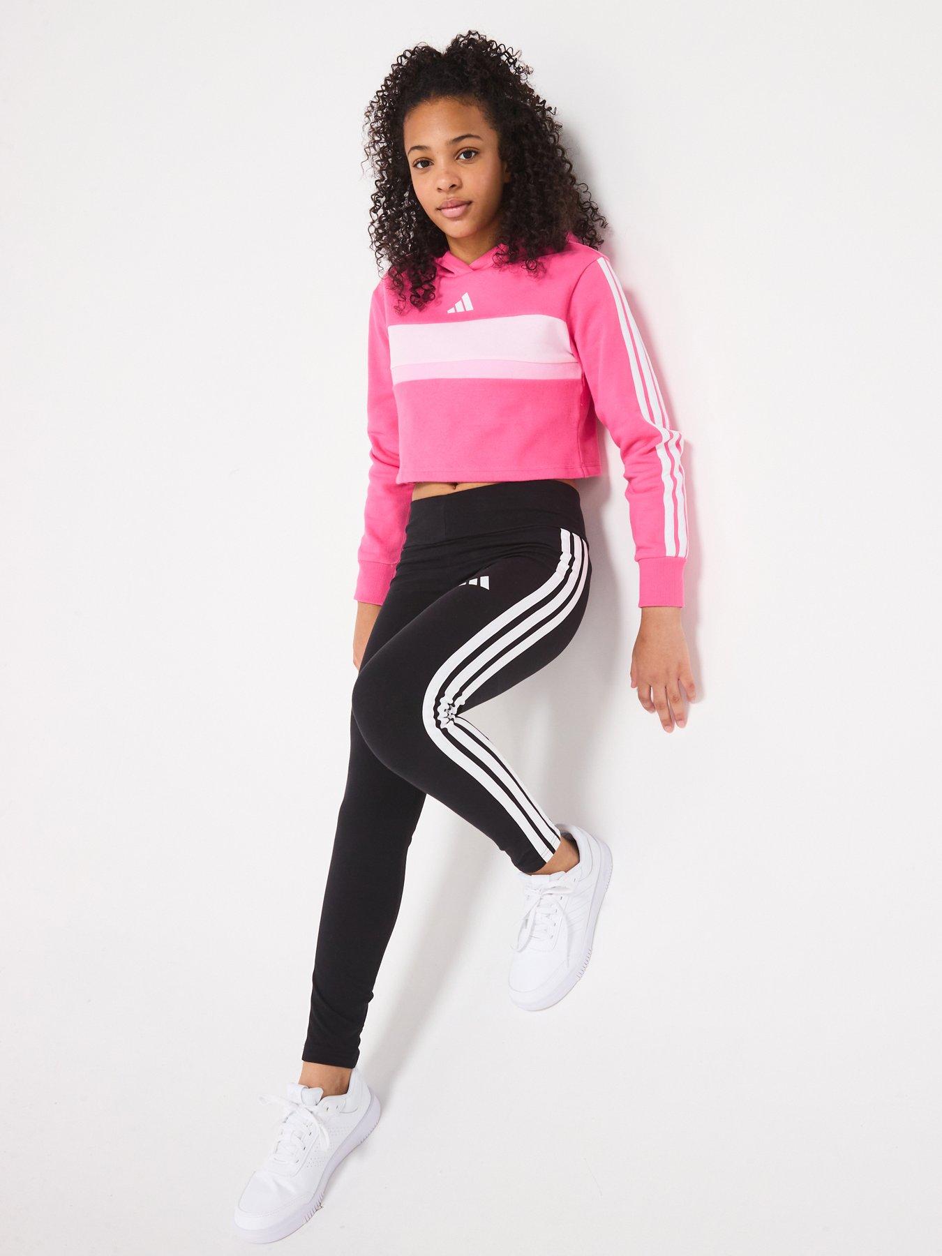 adidas Sportswear Junior Girls Seasonal Essentials Tiberio 3-Stripes Fleece Leggings Set - Pink