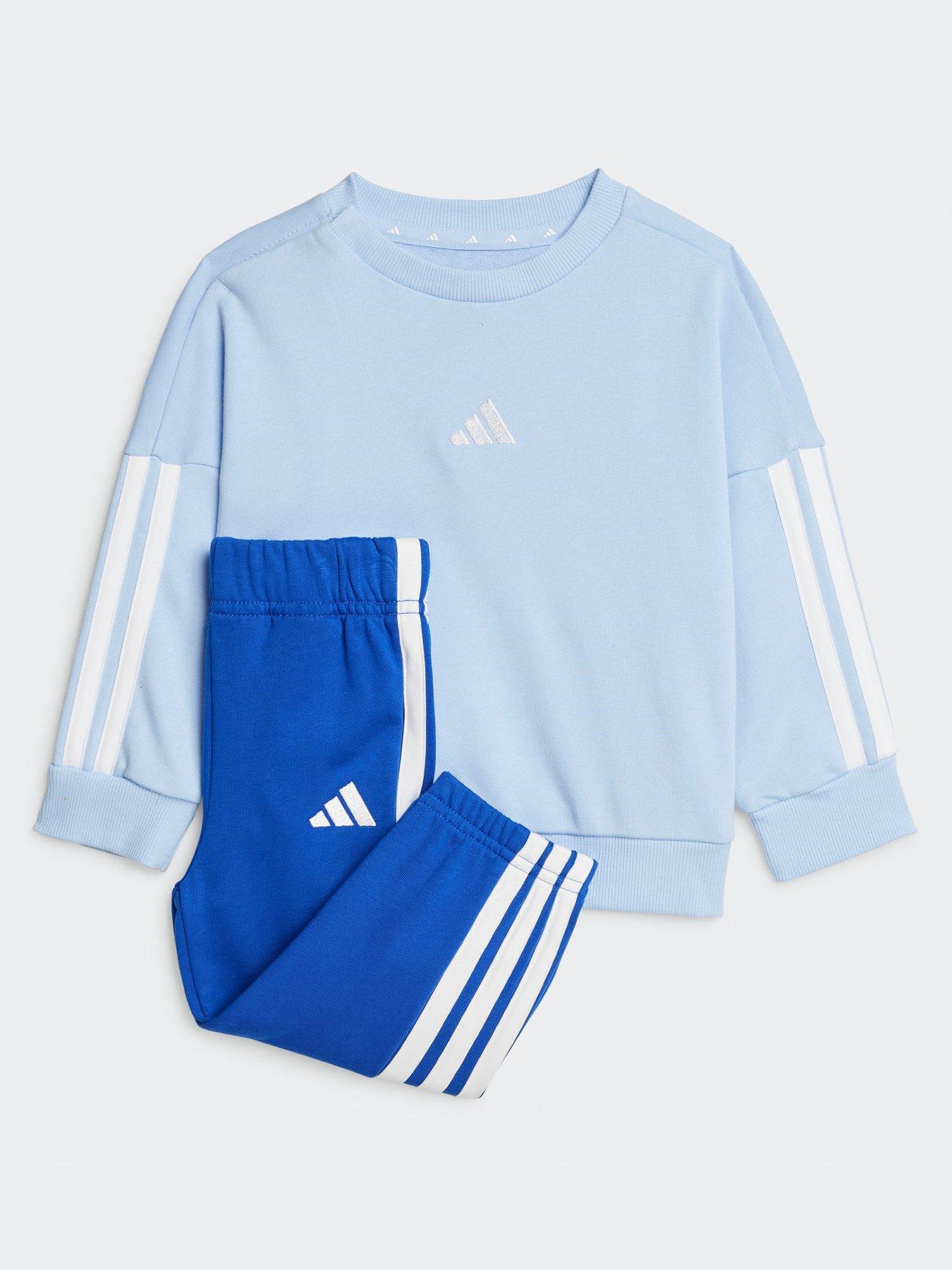 front image of adidas-sportswear-infant-unisex-essentials-tracksuit-blue