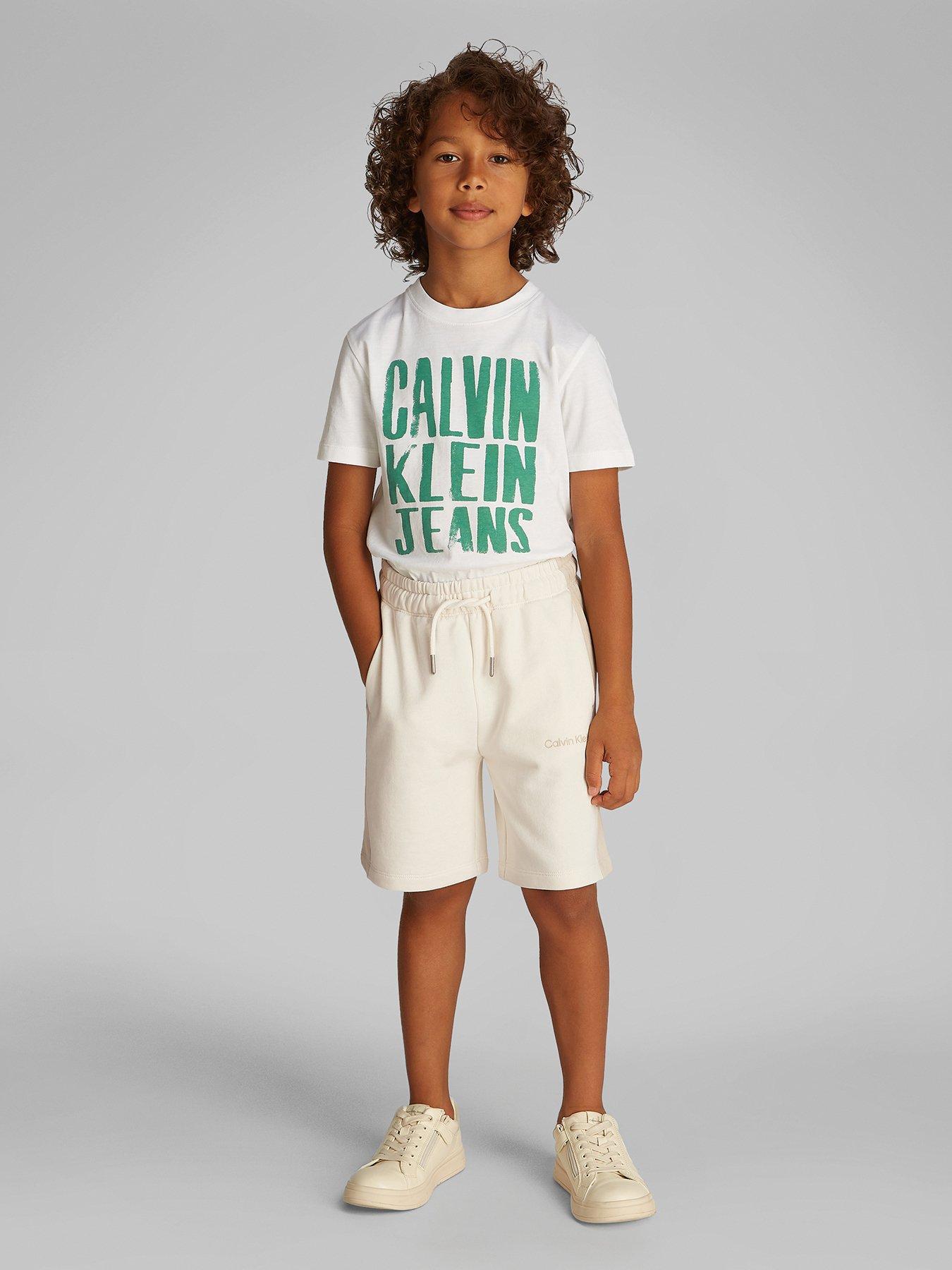  image of calvin-klein-jeans-boys-color-block-relaxed-short-beige