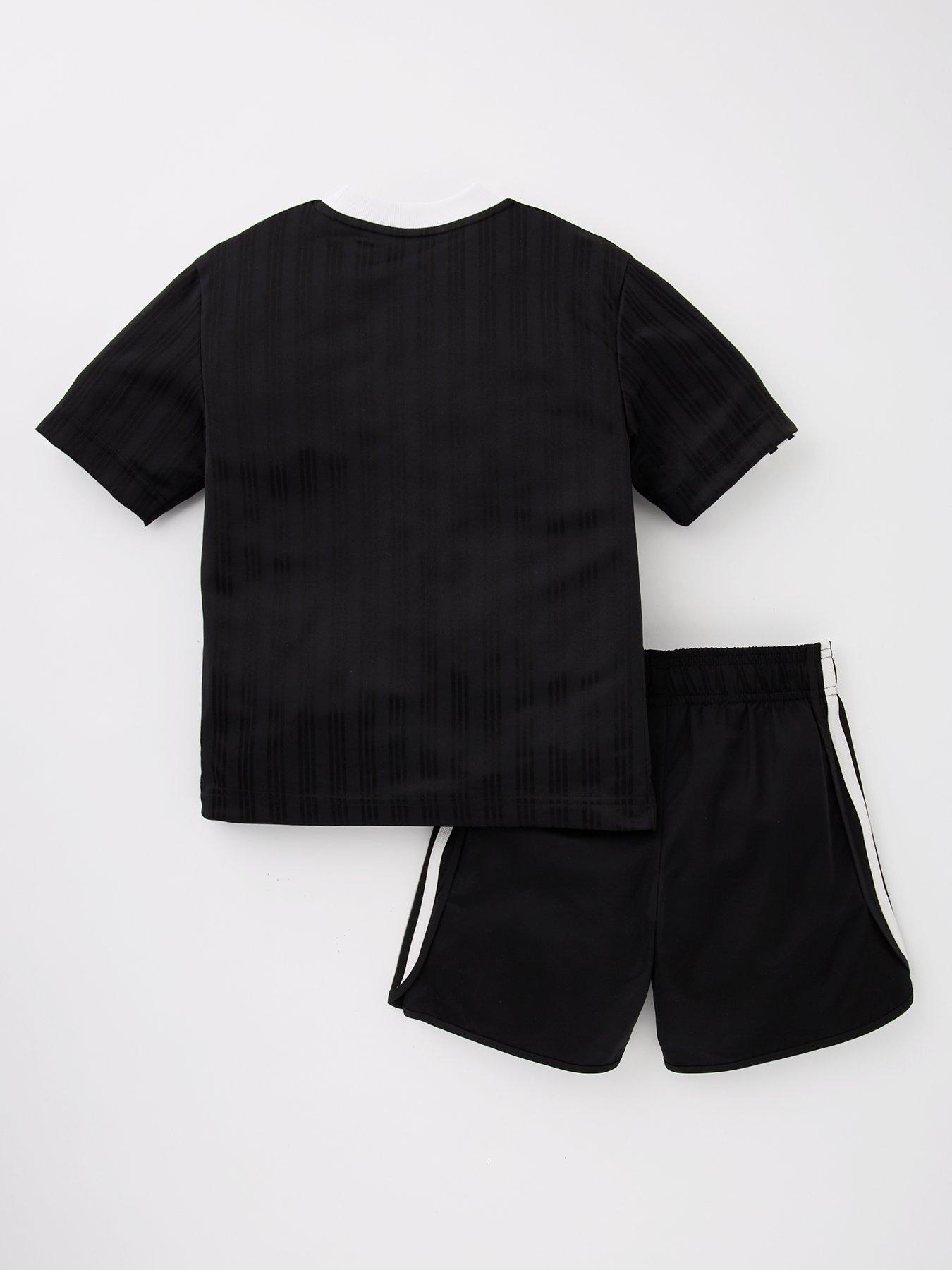  image of adidas-originals-kids-unisex-football-shorts-and-tee-set-black