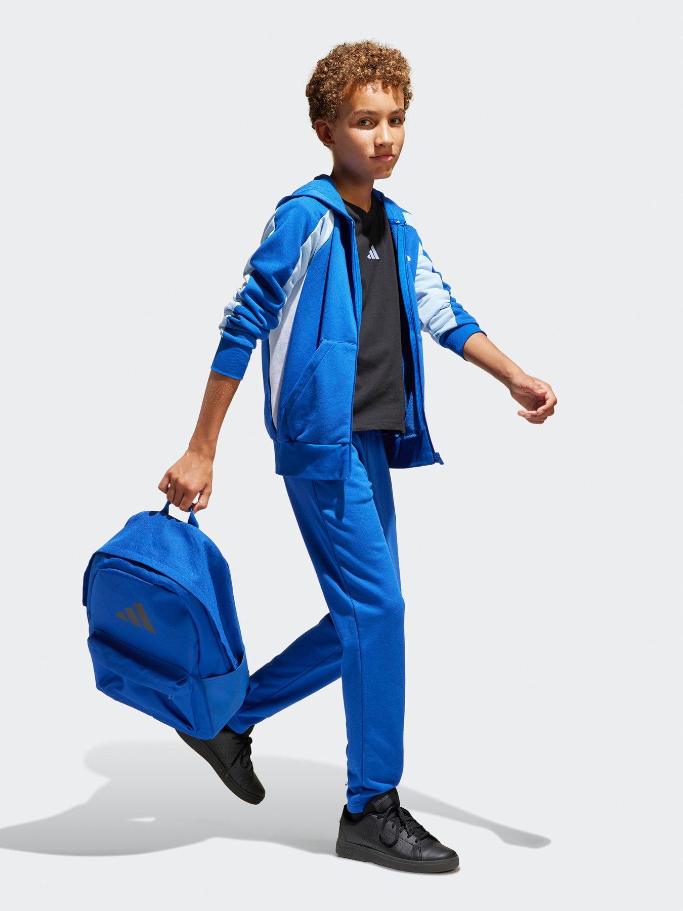  image of adidas-sportswear-junior-boys-seasonal-essentials-colorblock-track-suit-blue