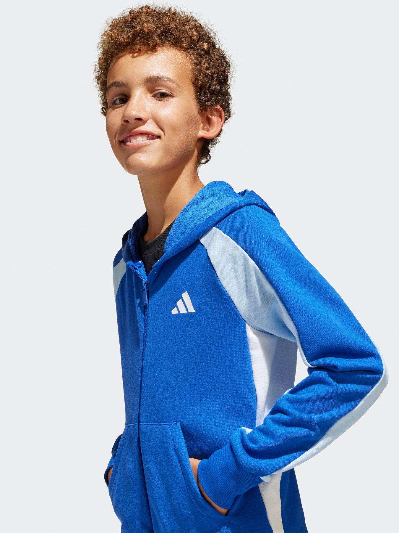  image of adidas-sportswear-junior-boys-seasonal-essentials-colorblock-track-suit-blue