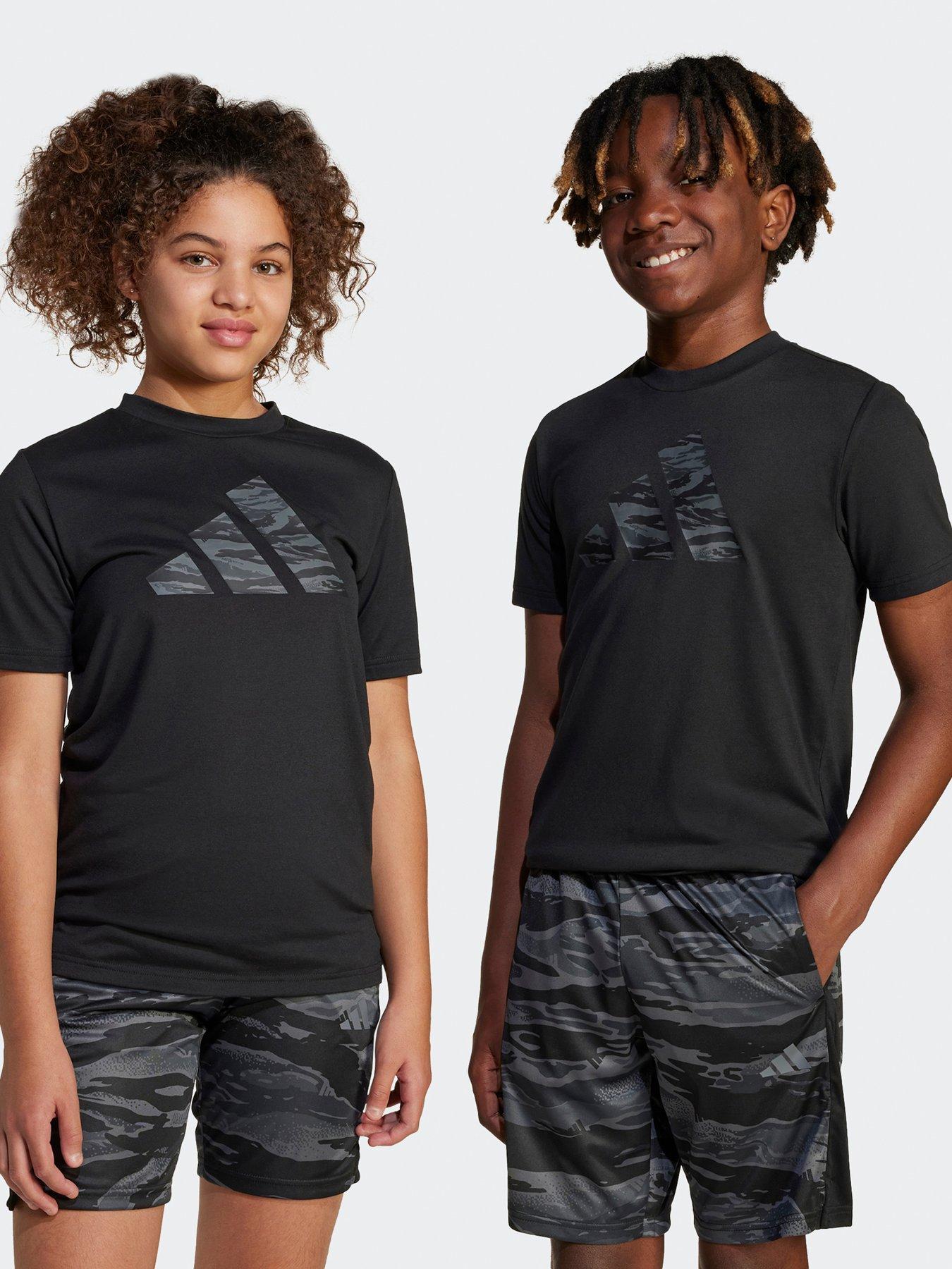  image of adidas-sportswear-junior-boys-training-essentials-camo-print-t-shirt-black