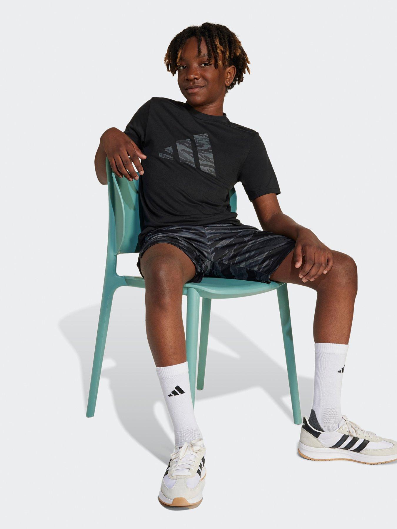  image of adidas-sportswear-junior-boys-training-essentials-camo-print-t-shirt-black