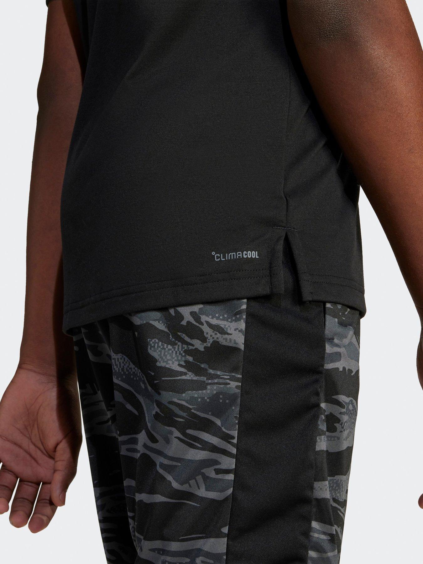  image of adidas-sportswear-junior-boys-training-essentials-camo-print-t-shirt-black