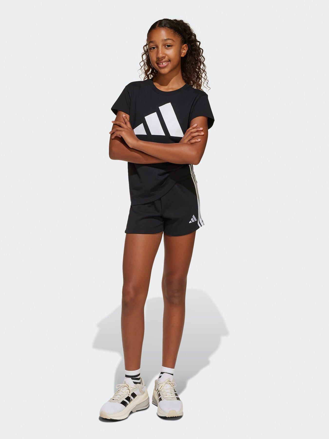  image of adidas-sportswear-junior-girls-essentials-shorts-black