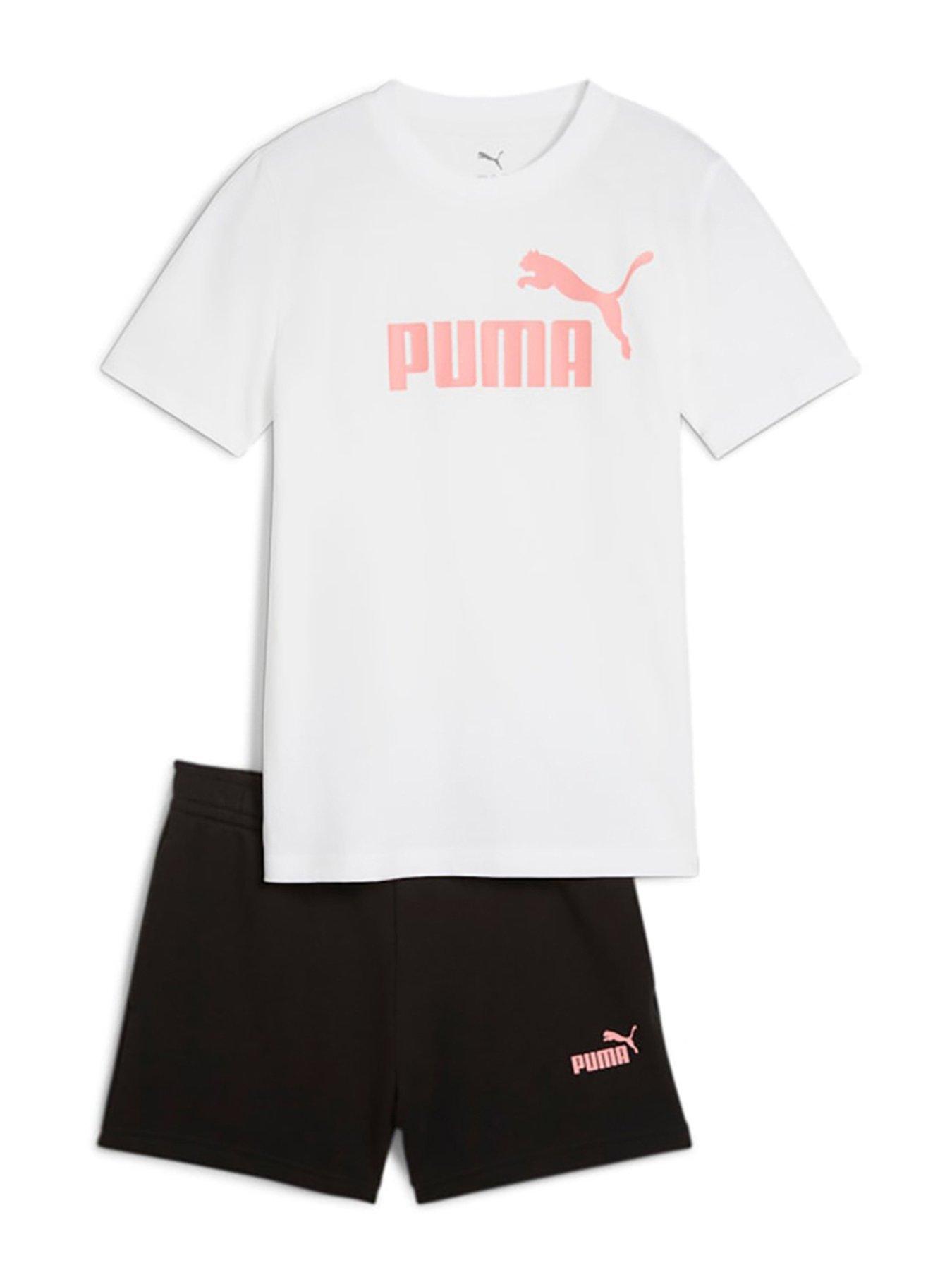 puma-junior-unisex-t-shirt-and-short-set-blackwhite