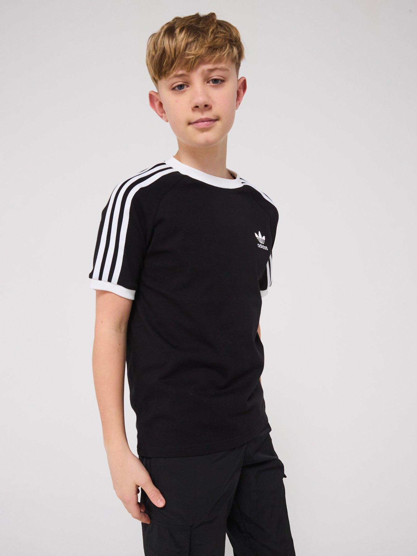 adidas Originals Junior Boys Adicolor 3-Stripes T-Shirt - Black/White