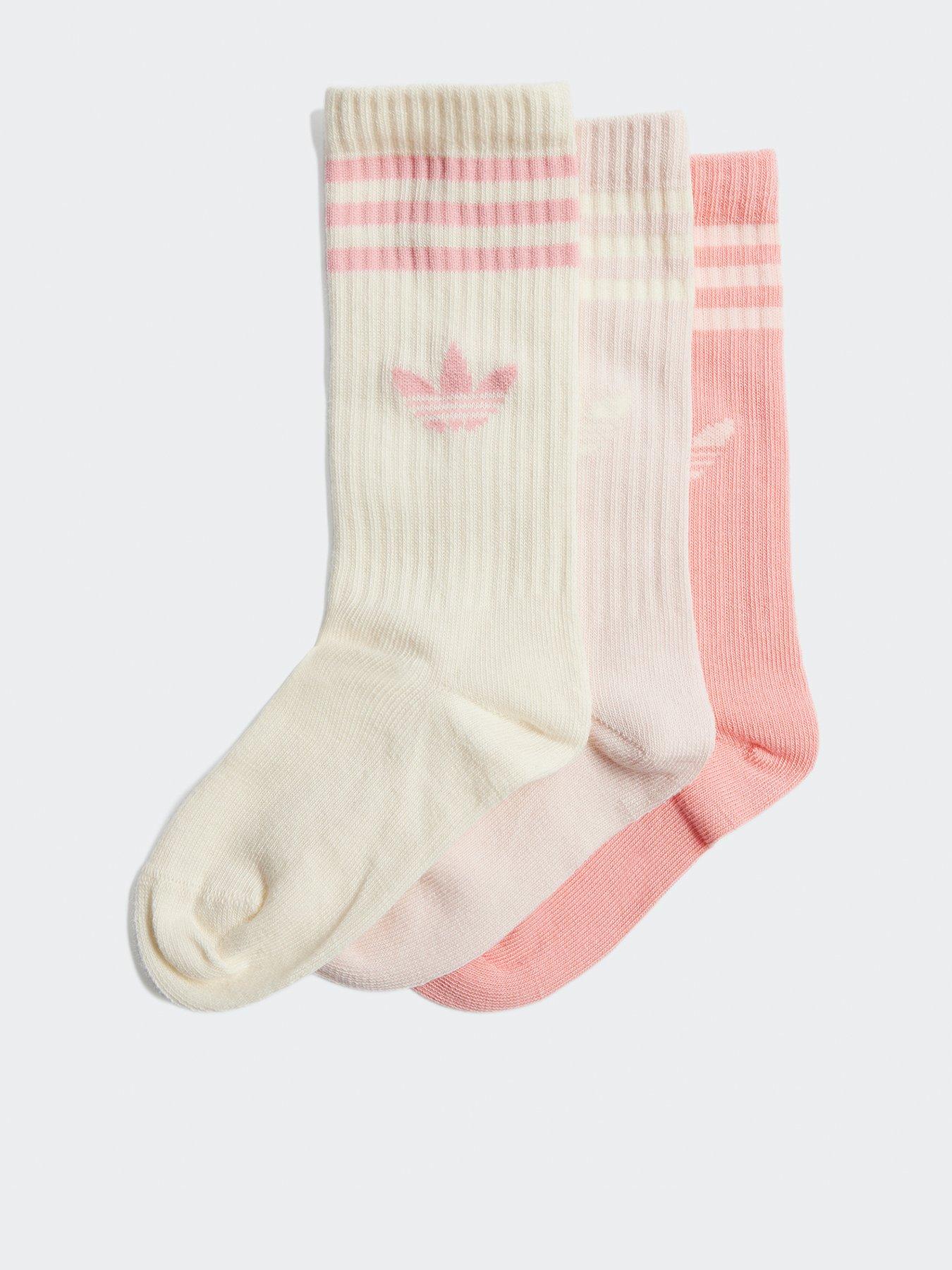  image of adidas-originals-kids-unisex-crew-socks-3-pairs-multicolor-multicream-whitesemi-pink-sp