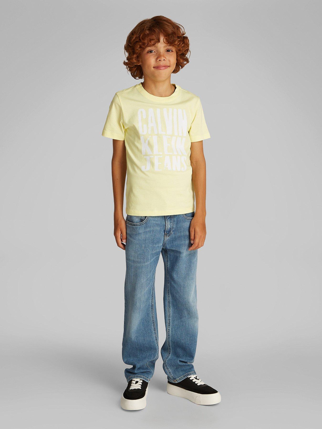 undefined Boys Slogan Graphic CKJ Short Sleeve T-Shirt - Yellow