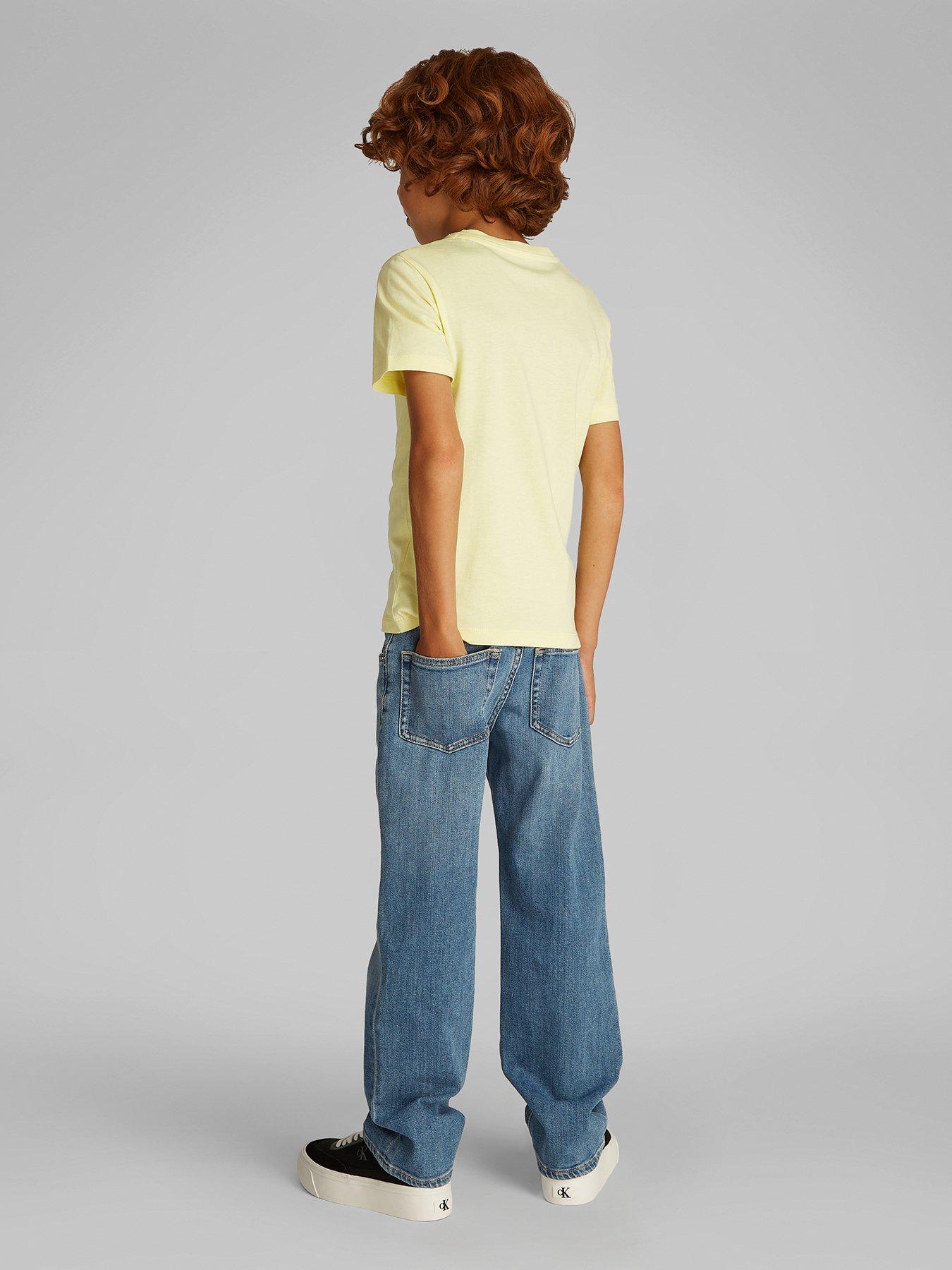 stillFront image of calvin-klein-jeans-boys-slogan-graphic-ckj-short-sleeve-t-shirt-yellow