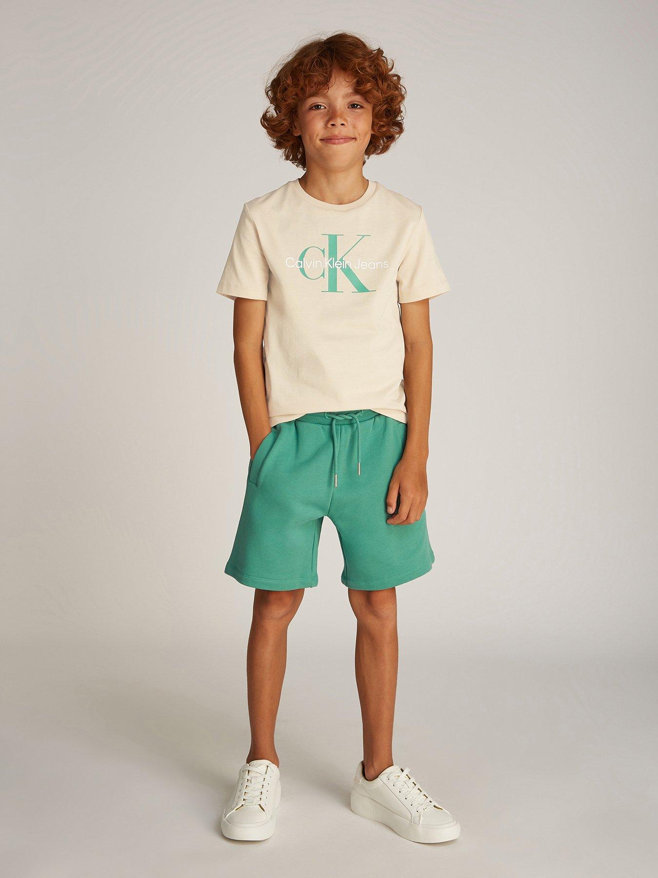 undefined Kids Monogram Short Sleeve T-Shirt - Beige