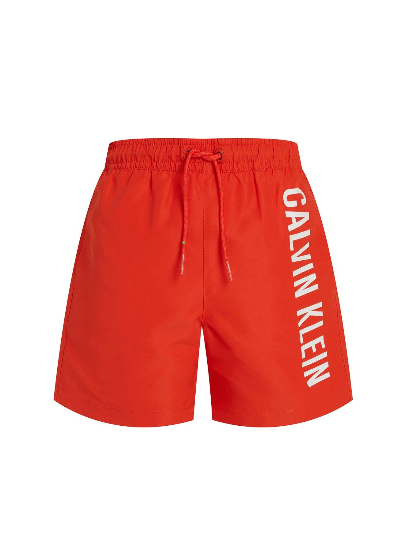  image of calvin-klein-boys-medium-drawstring-swim-short-red
