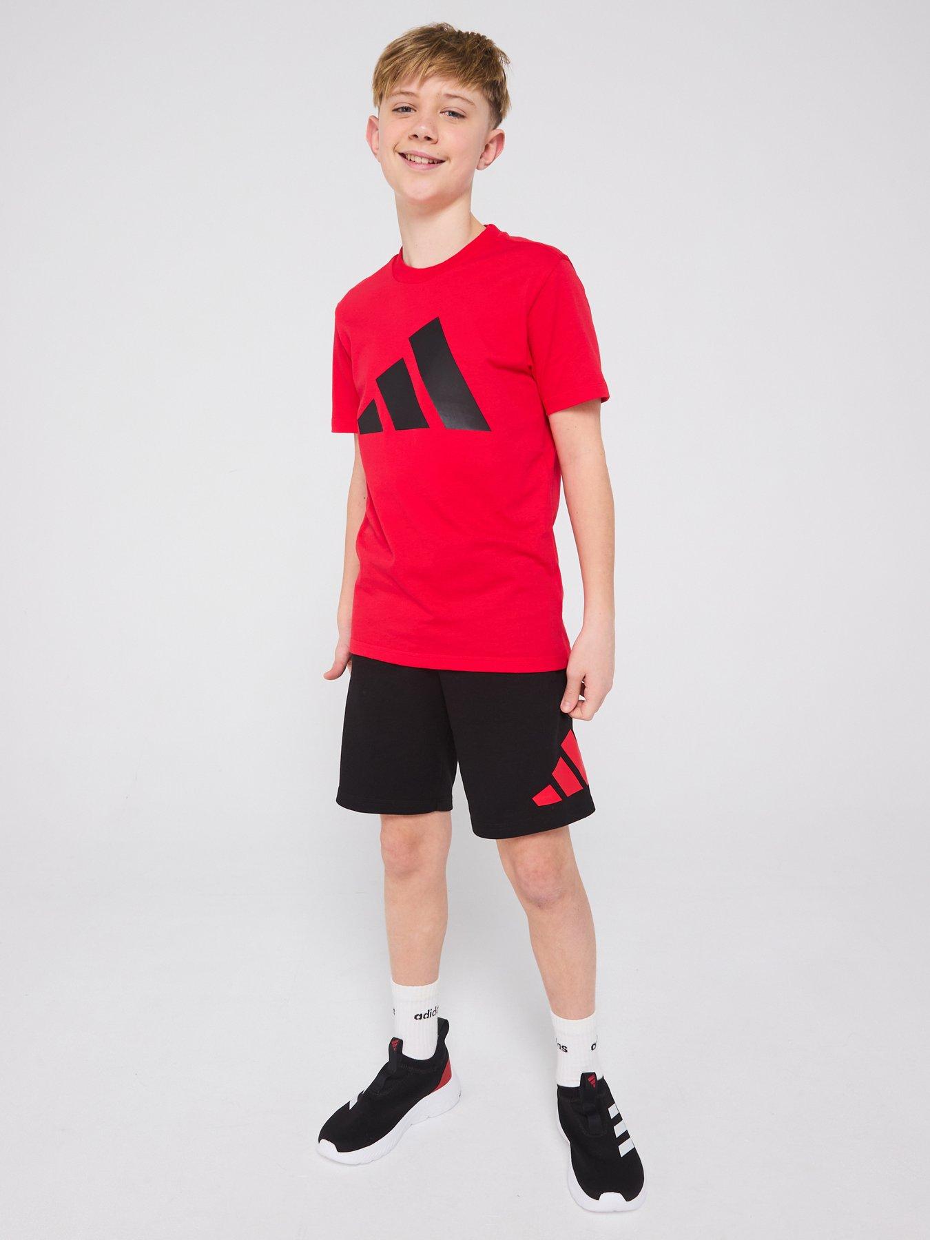 front image of adidas-sportswear-junior-boys-essentials-tee-set-red