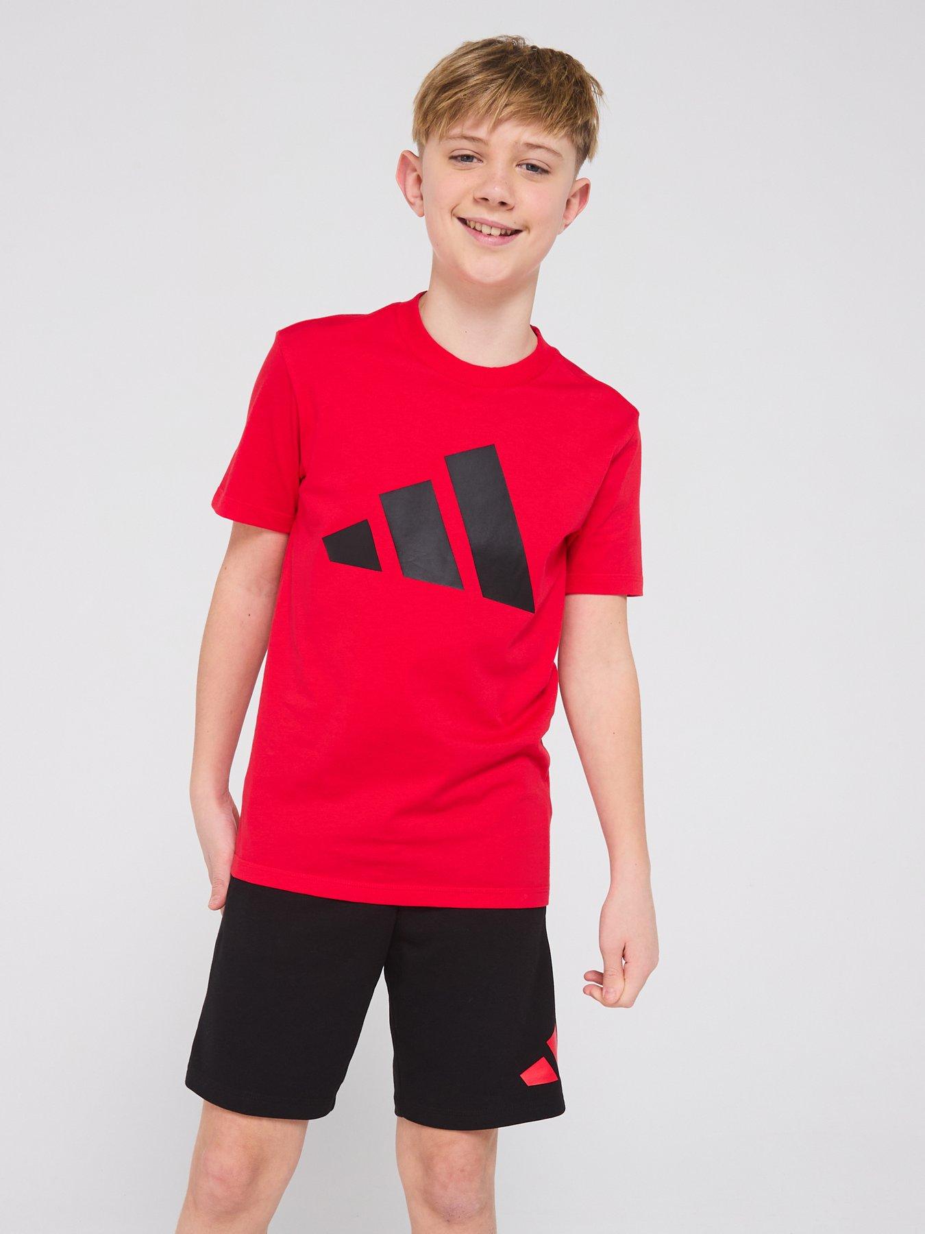  image of adidas-sportswear-junior-boys-essentials-tee-set-red